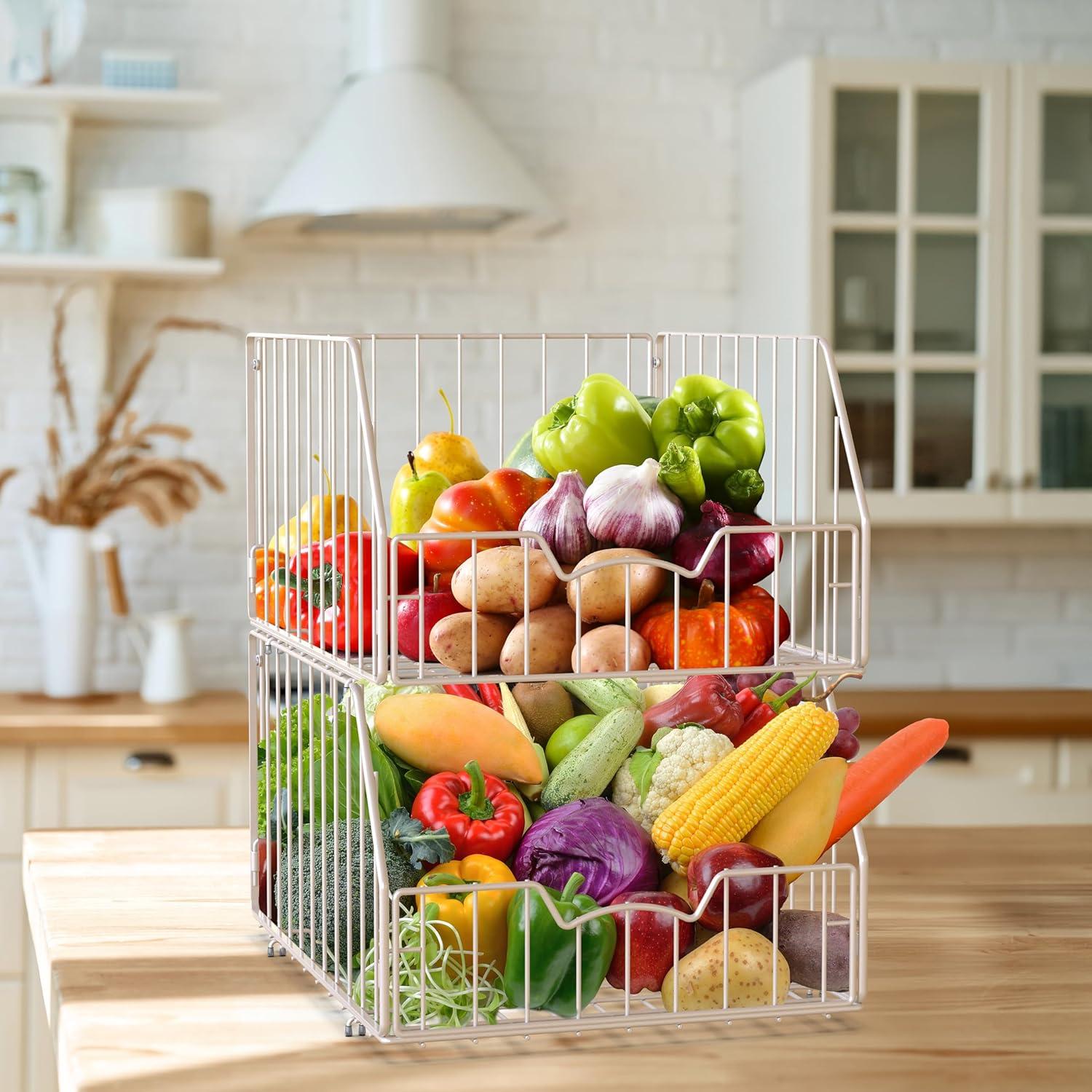 Cesta de Almacenamiento Apilable Simple Houseware 2 Piezas 42.9x34x23 cm Blanco