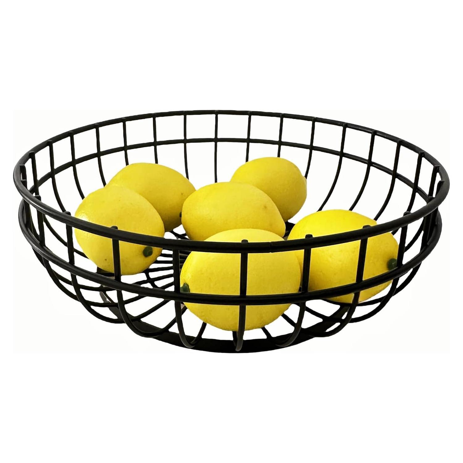 Cesta de Frutas Redonda de Alambre Negro 25.4 cm 7UYUU