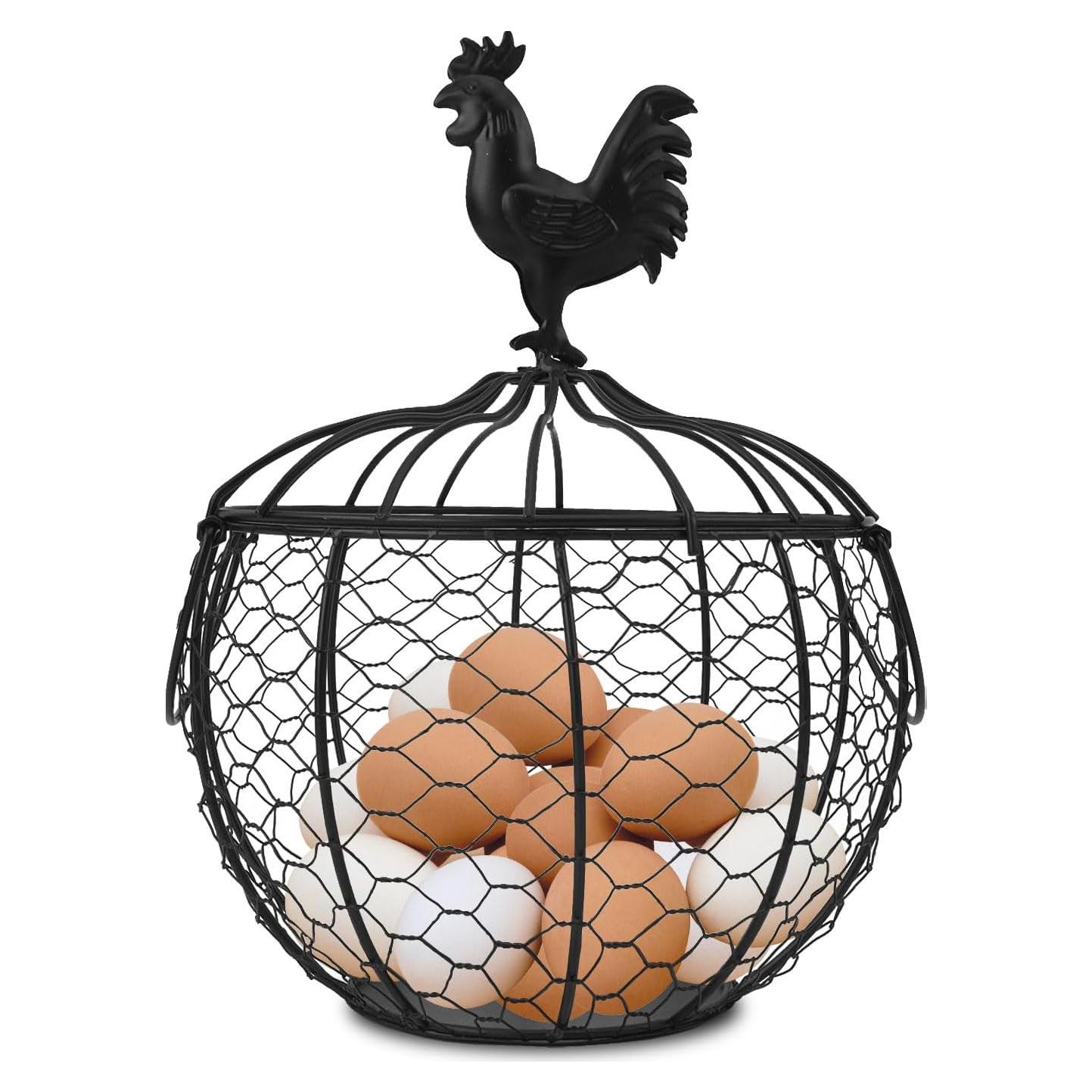 Cesta de Huevos de Alambre Anmylee con Tapa de Pollo 19.5cm