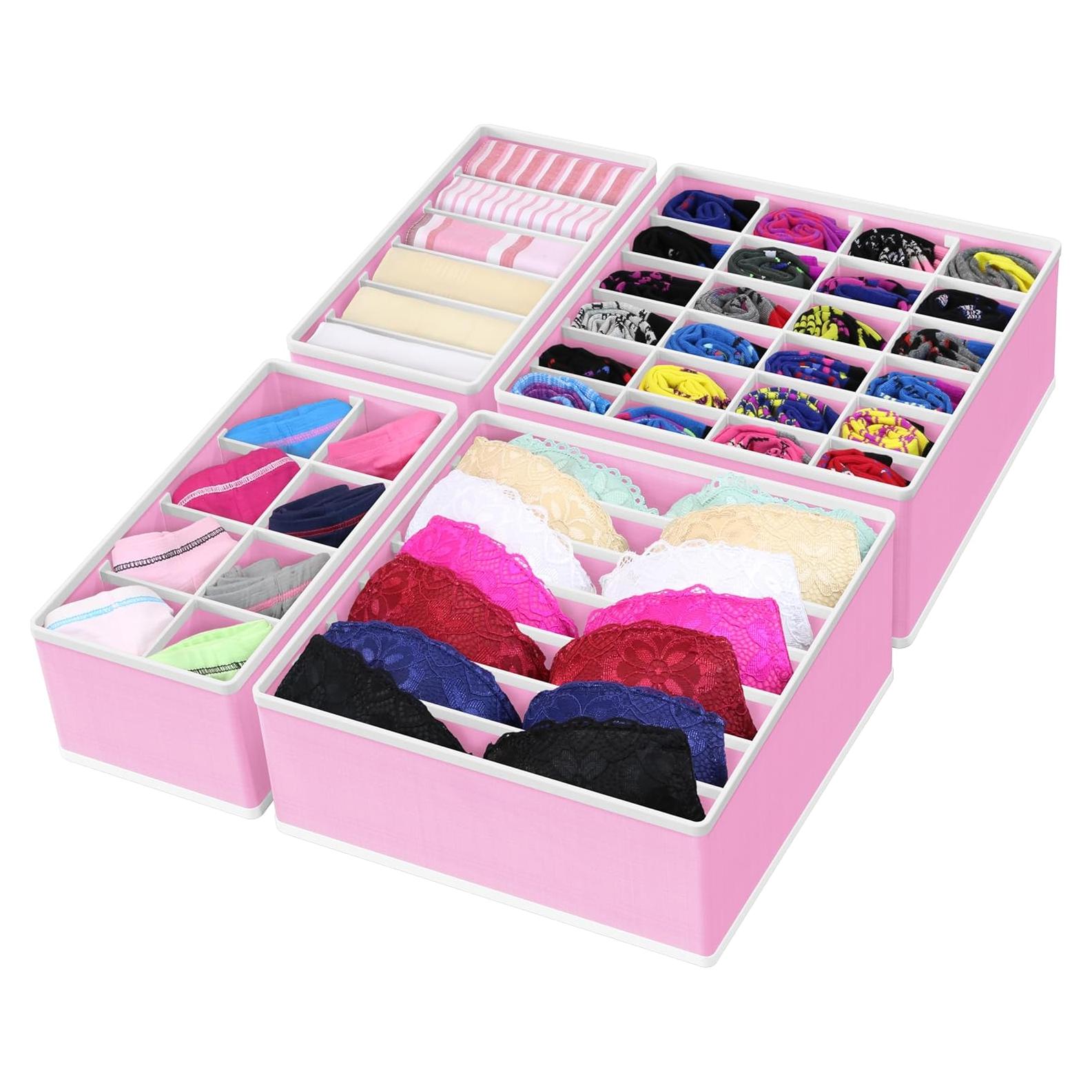 Conjunto de Organizadores de Cajón Simple Houseware 4 Paquetes Rosa