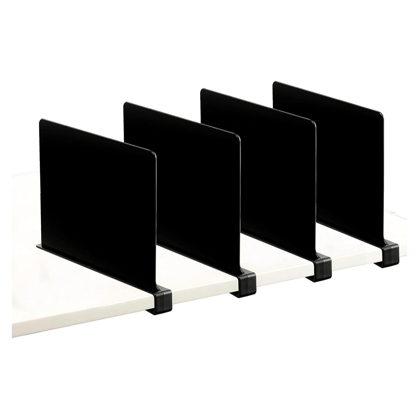 Divisores de Estante de Acrílico ChengHe - 4 Pcs Negros