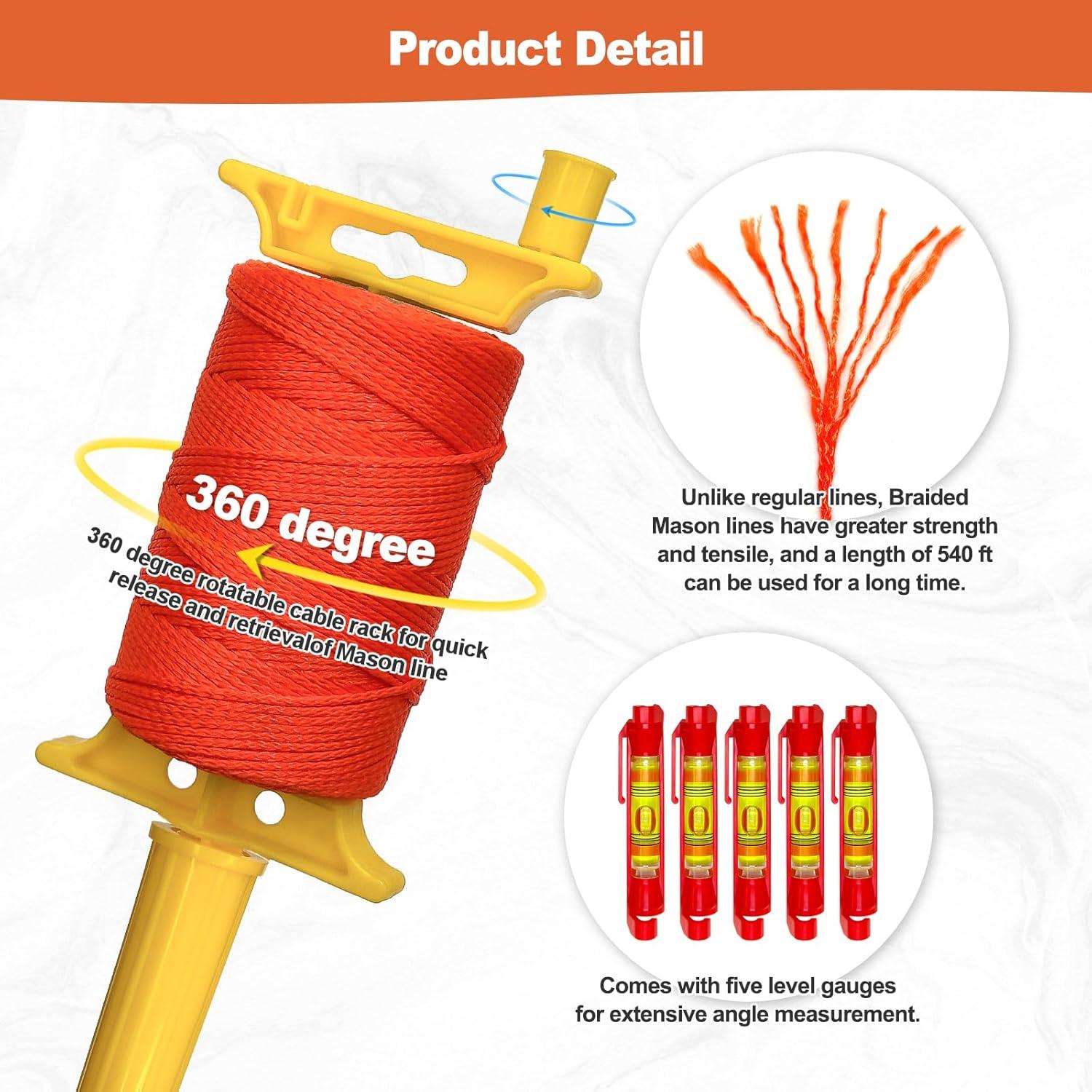 Cuerda de Línea de Albañil Ziopetru 164.59m Nylon Naranja