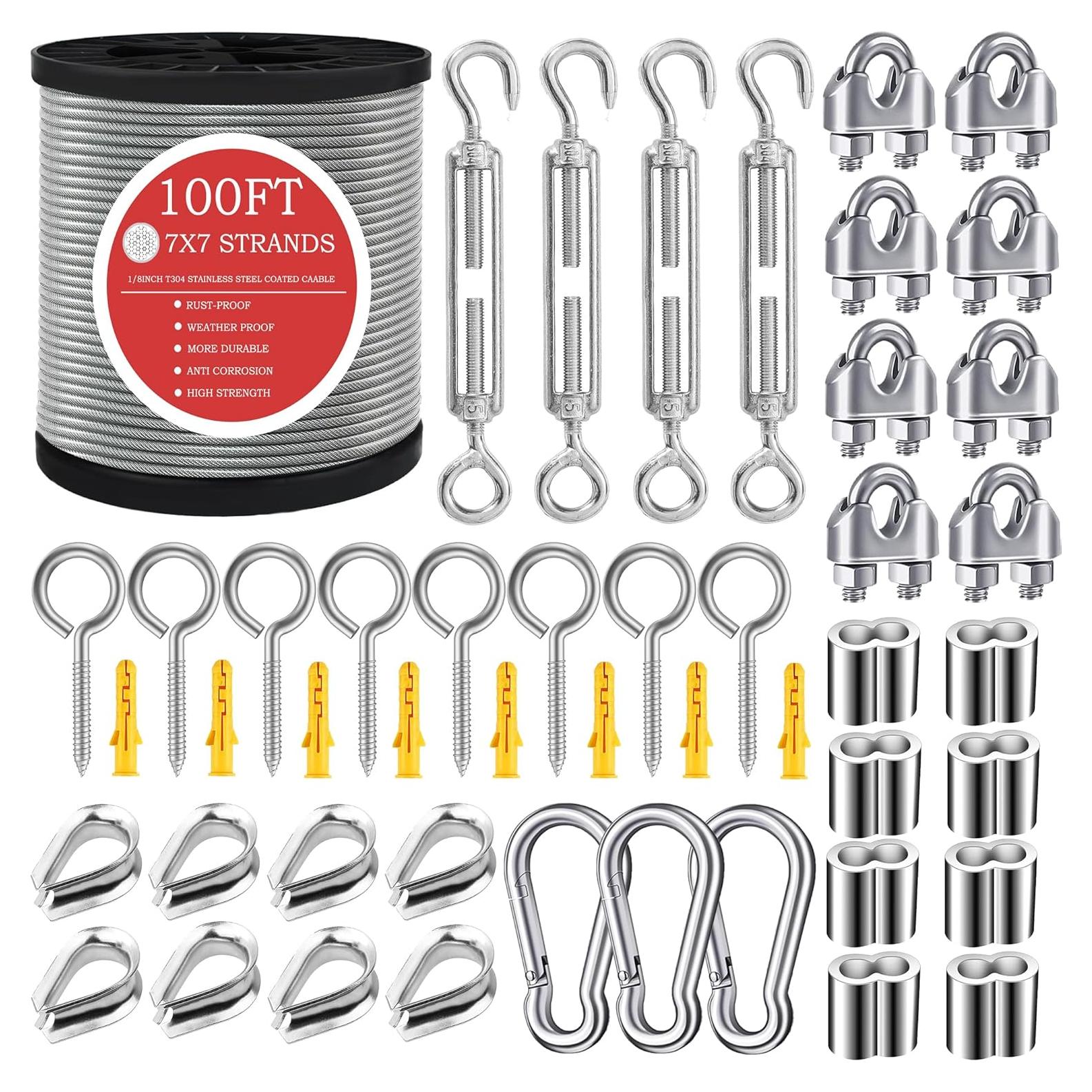 Cable de Acero Inoxidable 304 1/8" 30.48m con Tensor M5