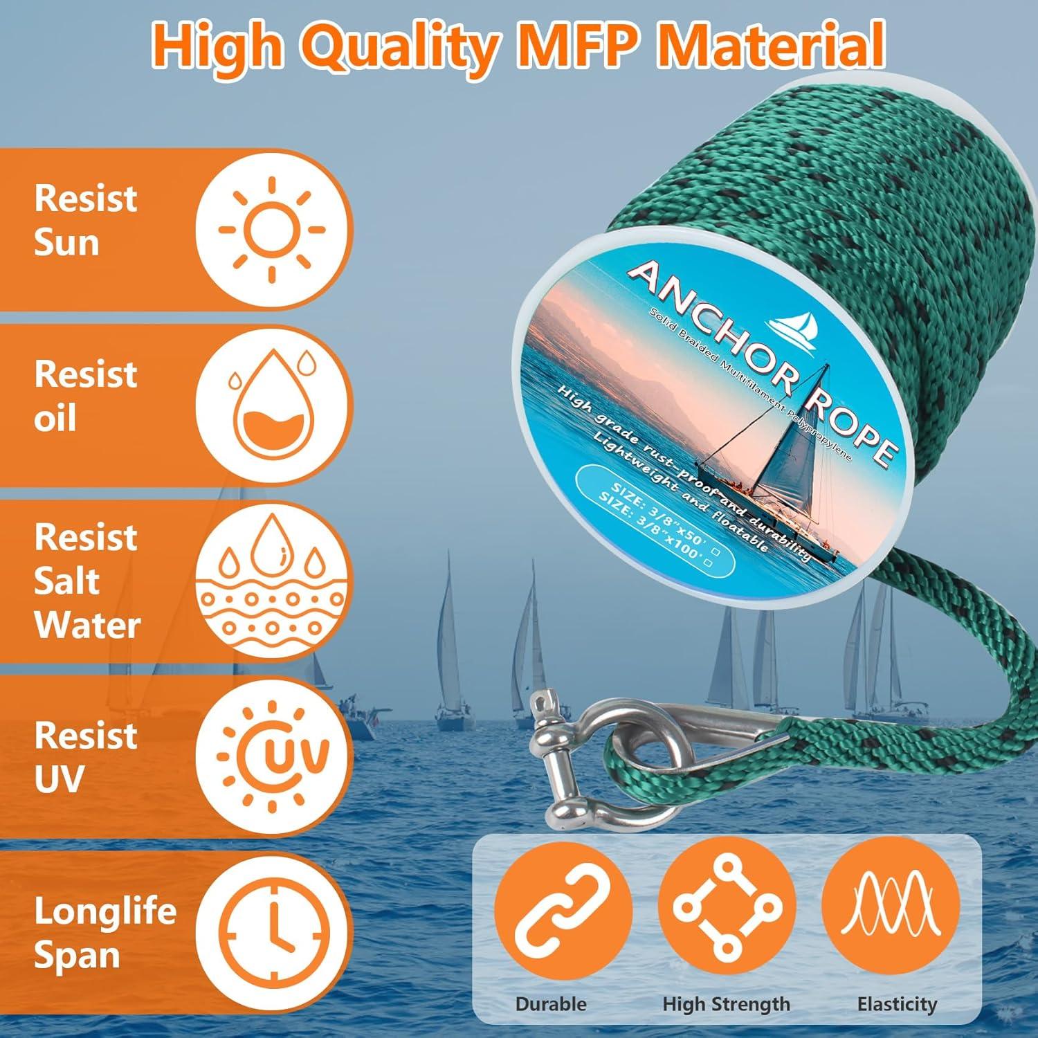 Cuerda de Ancla WTMore 15.24 m x 0.95 cm Polipropileno