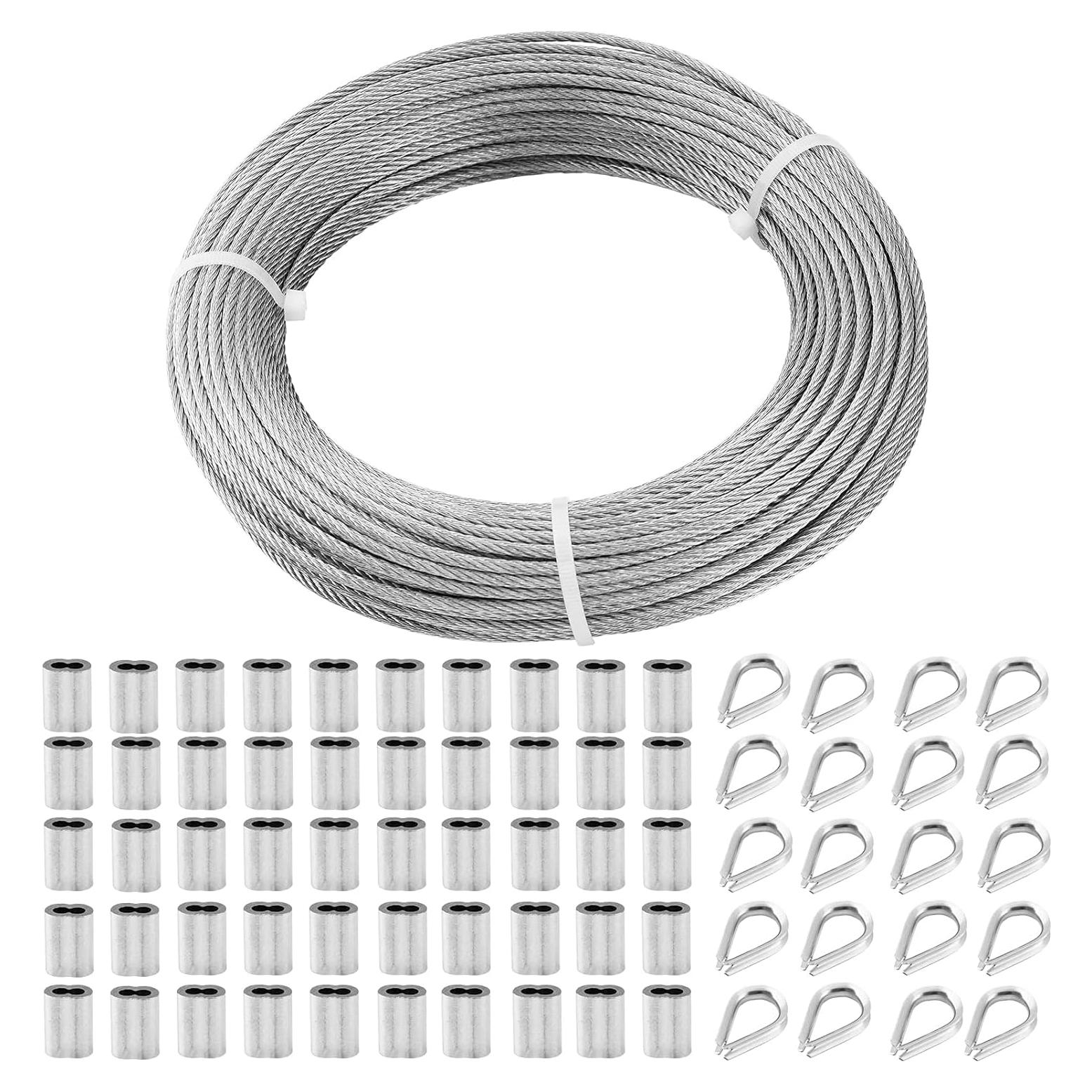 Kit de Cable de Acero Inoxidable 3mm TooTaci 50m con Accesorios