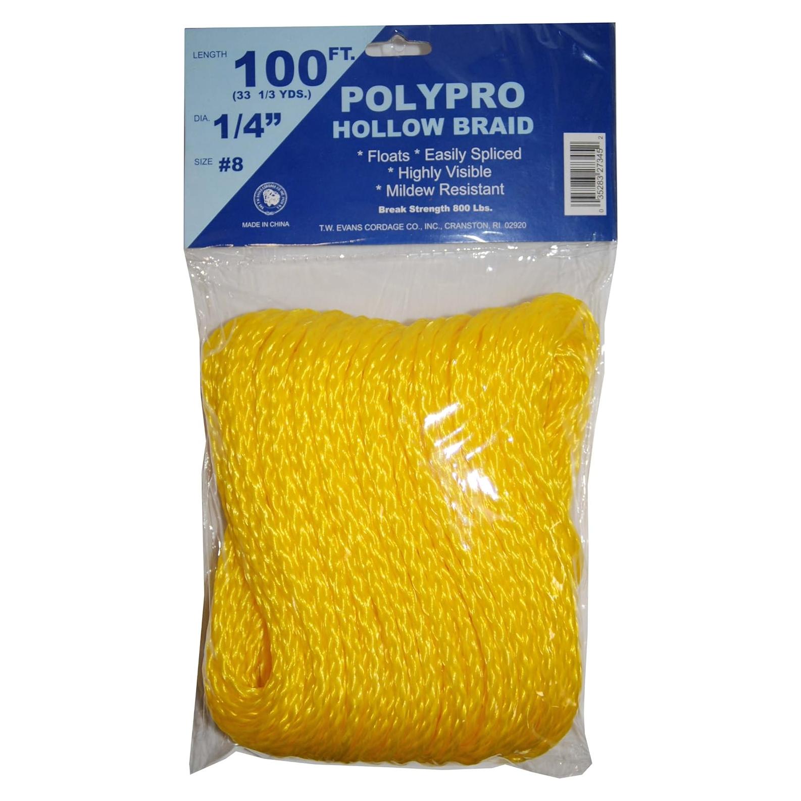 Cuerda de Polipropileno Trenzada 30.48m T.W. Evans Amarilla