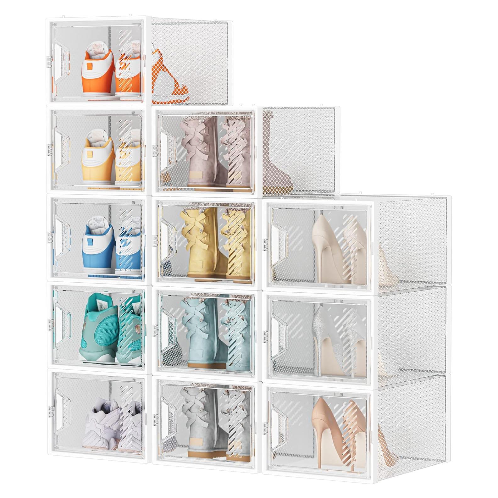 Organizador de Zapatos SIMPDIY 12 Piezas Apilables 34L Blanco