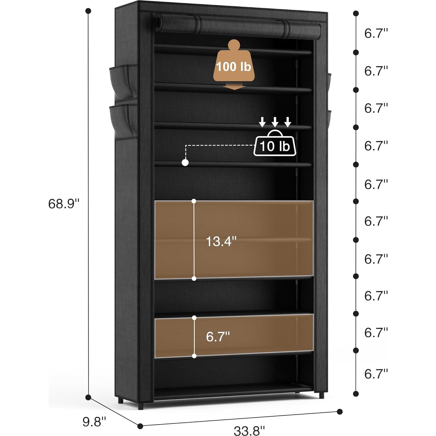 Estante para Zapatos ROJASOP 10 Niveles con Fundas - Capacidad 55 Pares