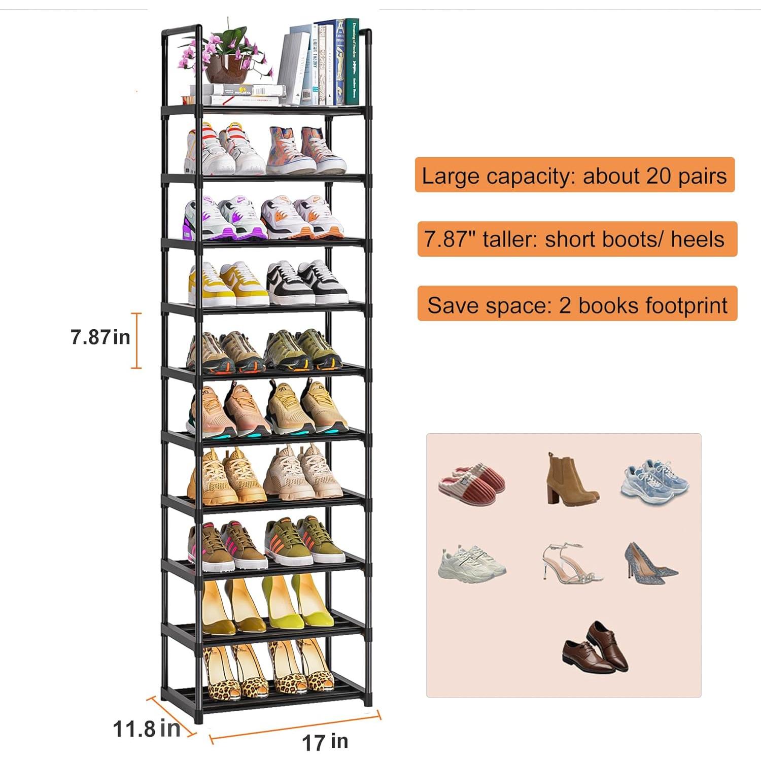 Estante para Zapatos OYREL de 10 Niveles Negro - Organizador Espacio