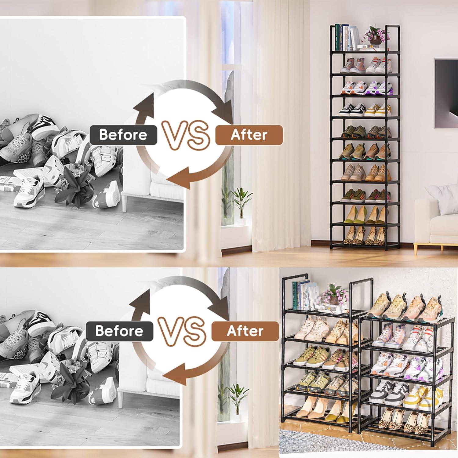 Estante para Zapatos OYREL de 10 Niveles Negro - Organizador Espacio