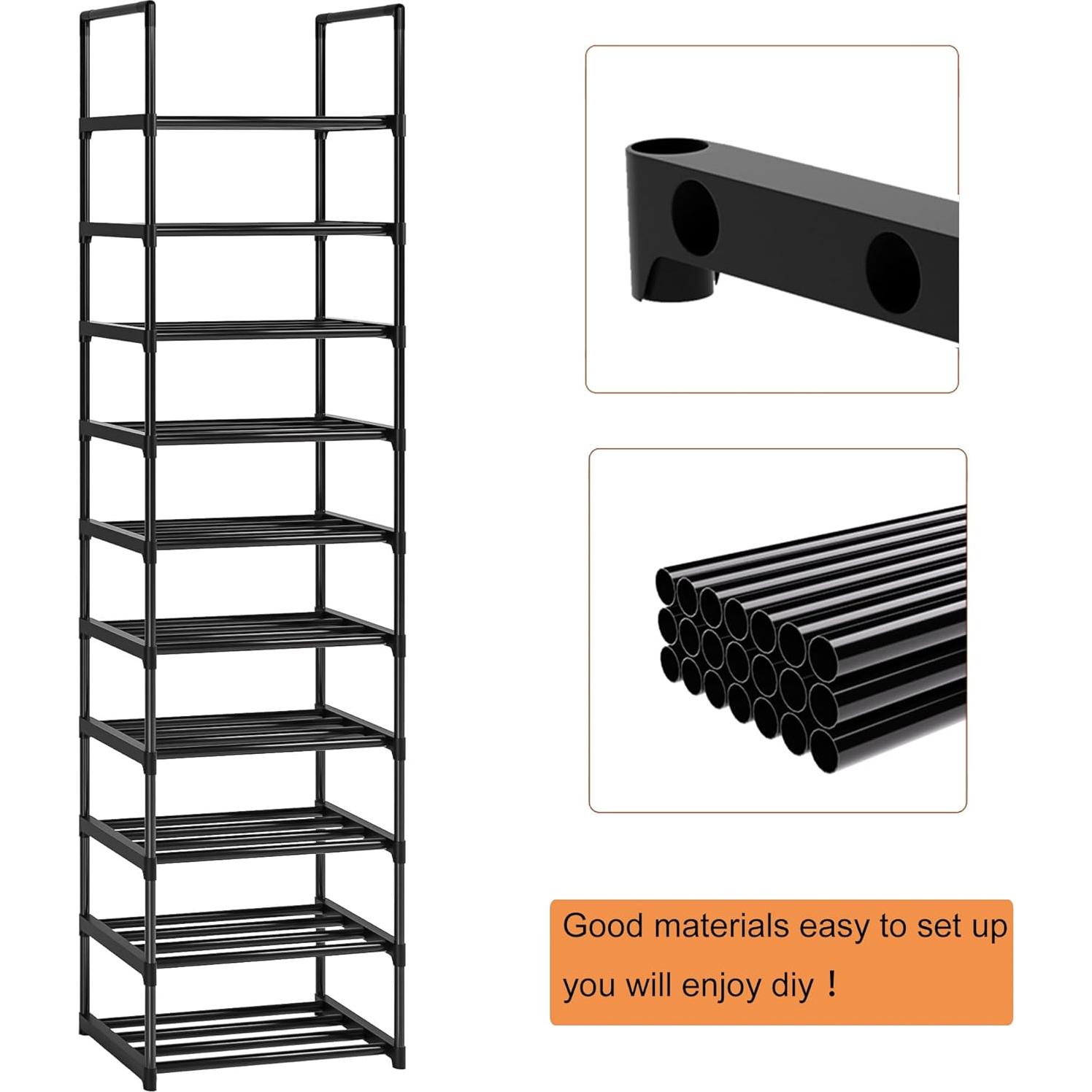 Estante para Zapatos OYREL de 10 Niveles Negro - Organizador Espacio