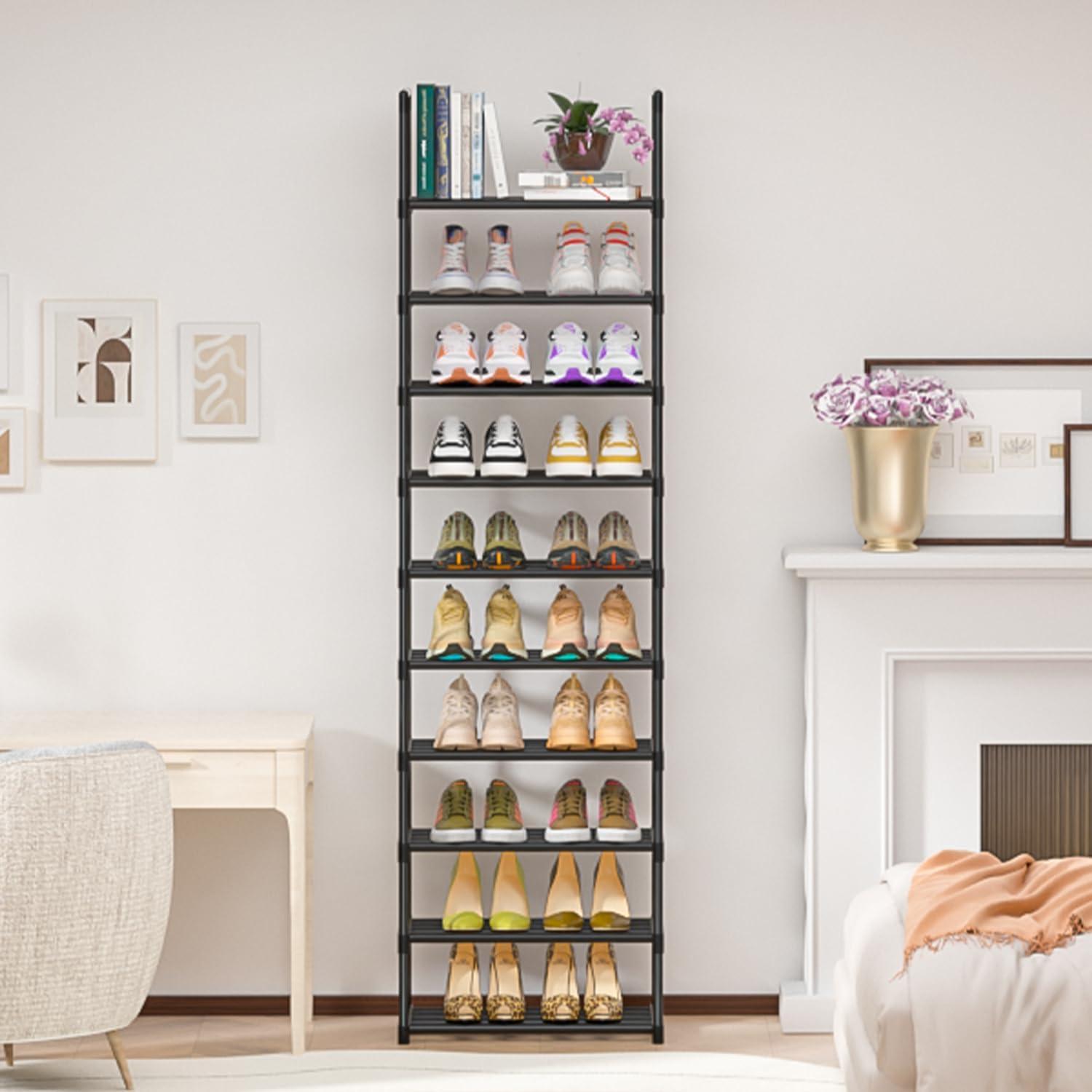 Estante para Zapatos OYREL de 10 Niveles Negro - Organizador Espacio