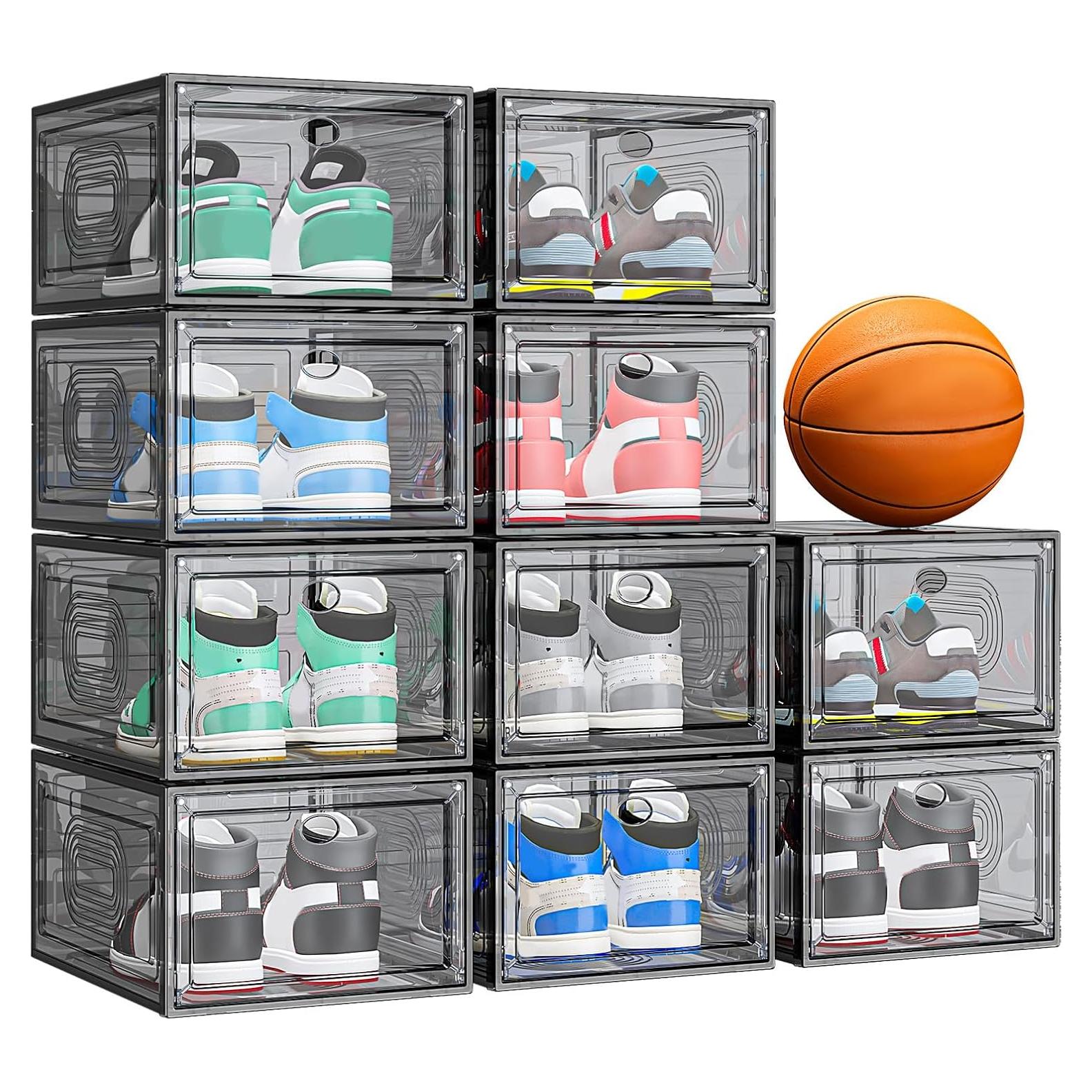 Organizador de Zapatos Apilable Caktraie 10 Paquete Negro