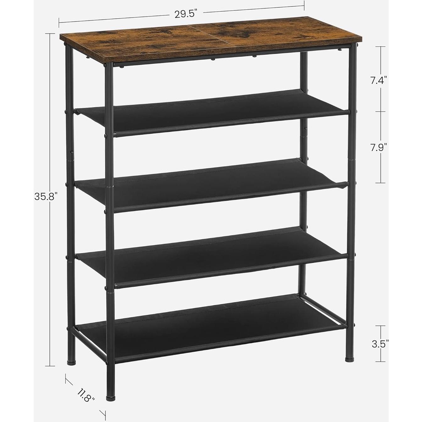 Zapatero VASAGLE Industrial 5 Niveles Marrón Rústico 75 cm