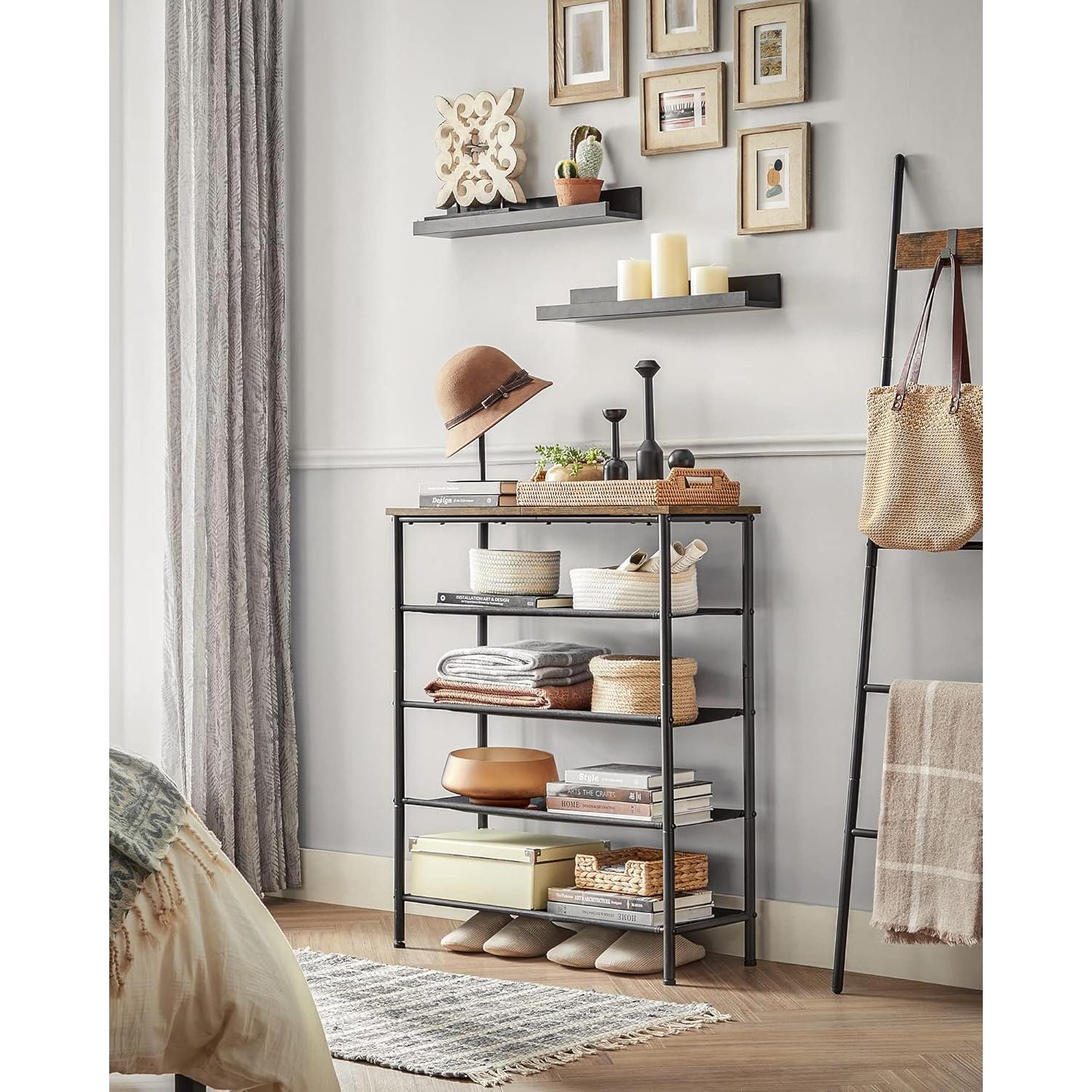 Zapatero VASAGLE Industrial 5 Niveles Marrón Rústico 75 cm