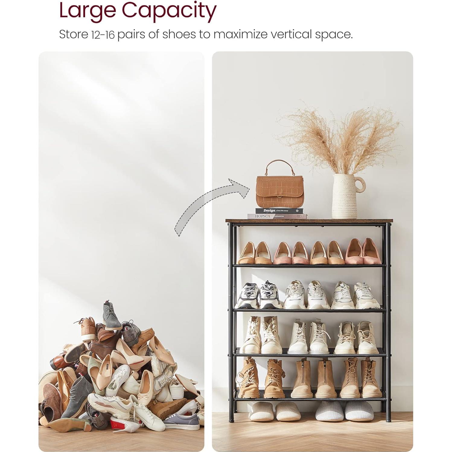 Zapatero VASAGLE Industrial 5 Niveles Marrón Rústico 75 cm