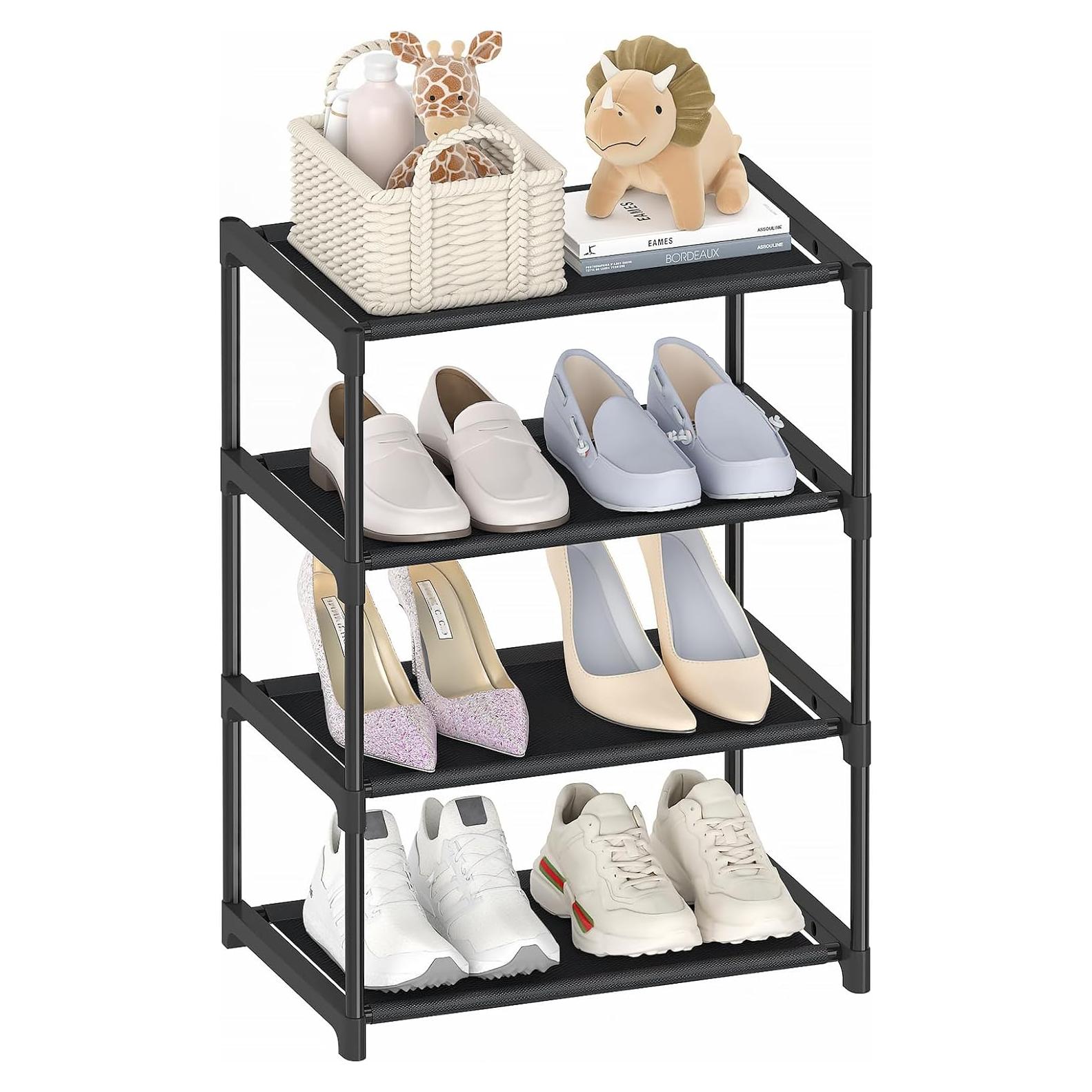 Estante para zapatos Autonomier 4 niveles apilable negro