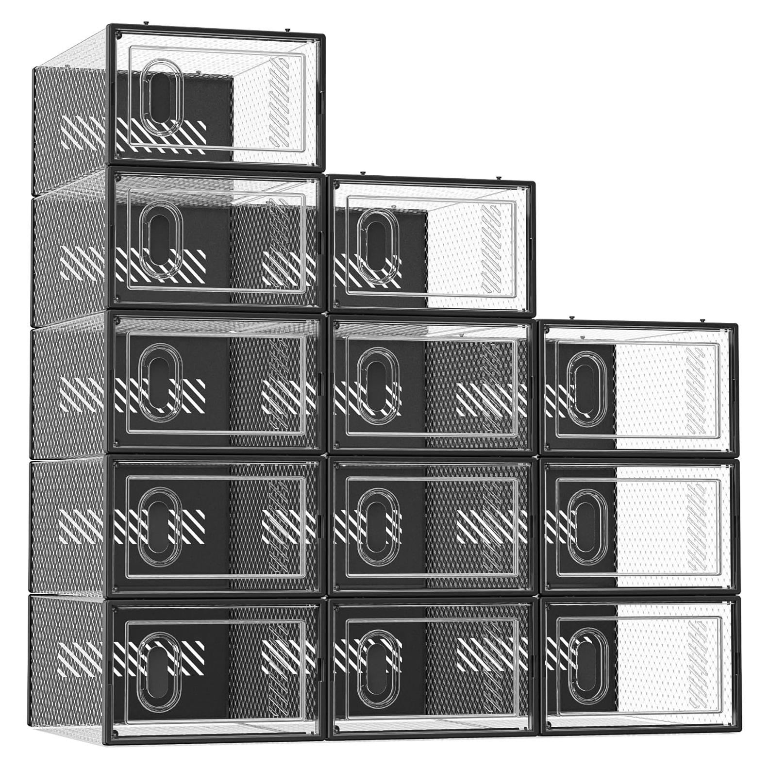 Organizador de Zapatos SIMPDIY 12 Cajas Apilables Negro