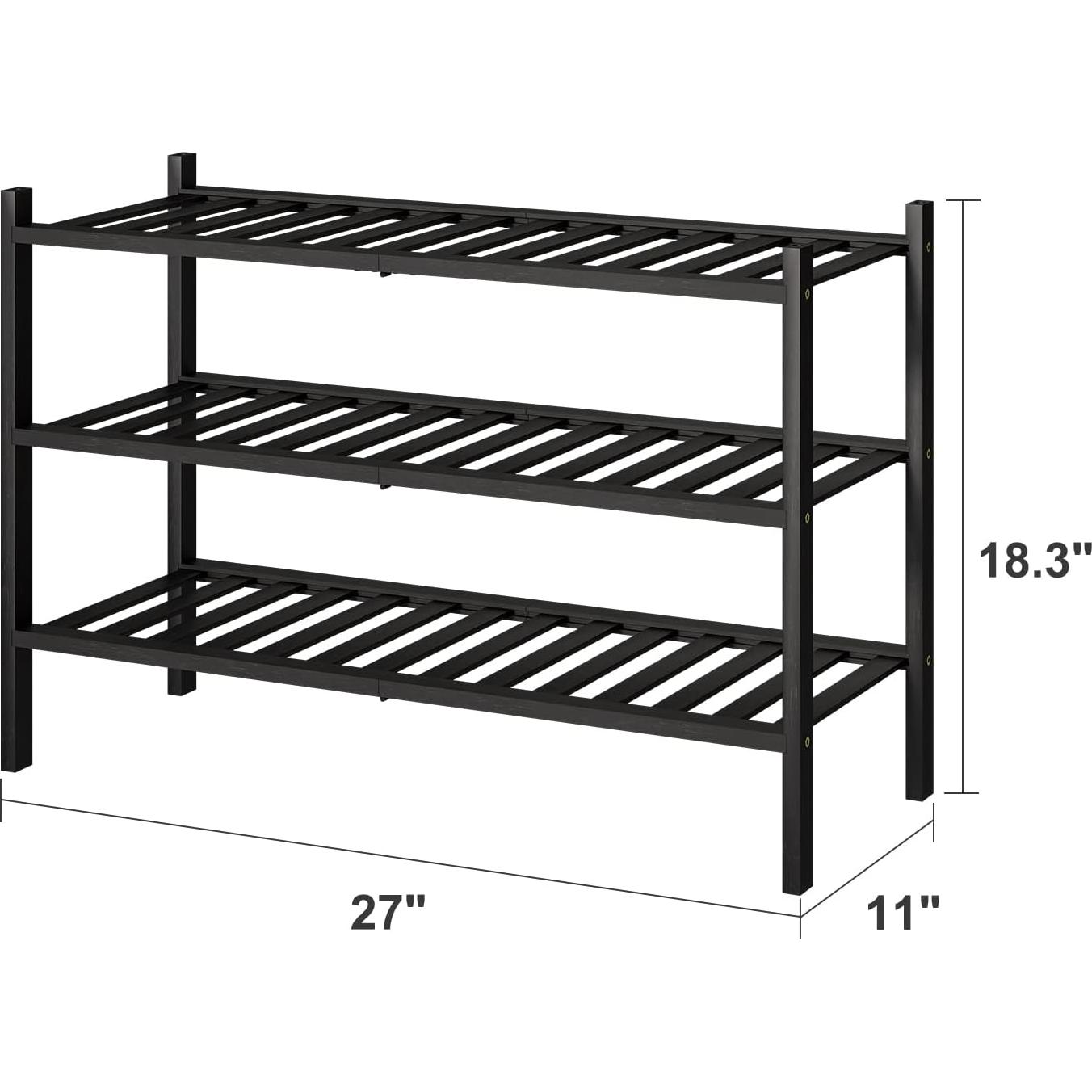 Estante para zapatos negro de 3 niveles Viewcare apilable
