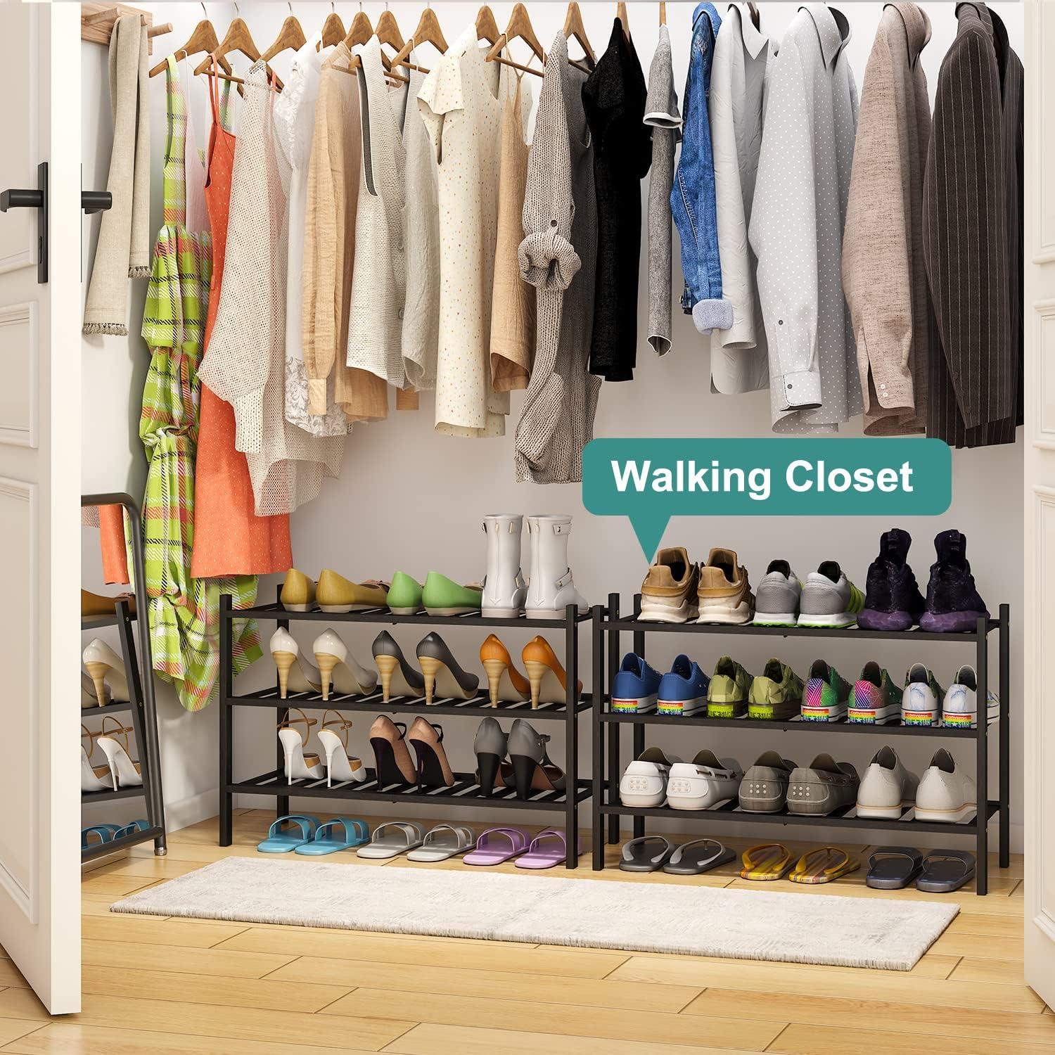 Estante para zapatos negro de 3 niveles Viewcare apilable