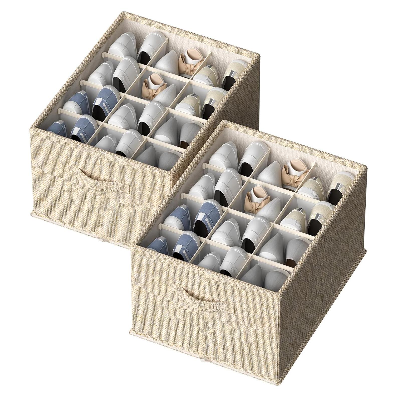Organizador de Zapatos FHSQX 2 Pack Plegable Beige 24 Pares