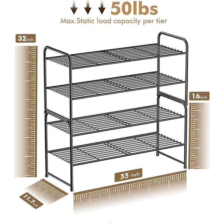 Estante para Zapatos SUFAUY 2 Niveles 84 cm Metal Negro