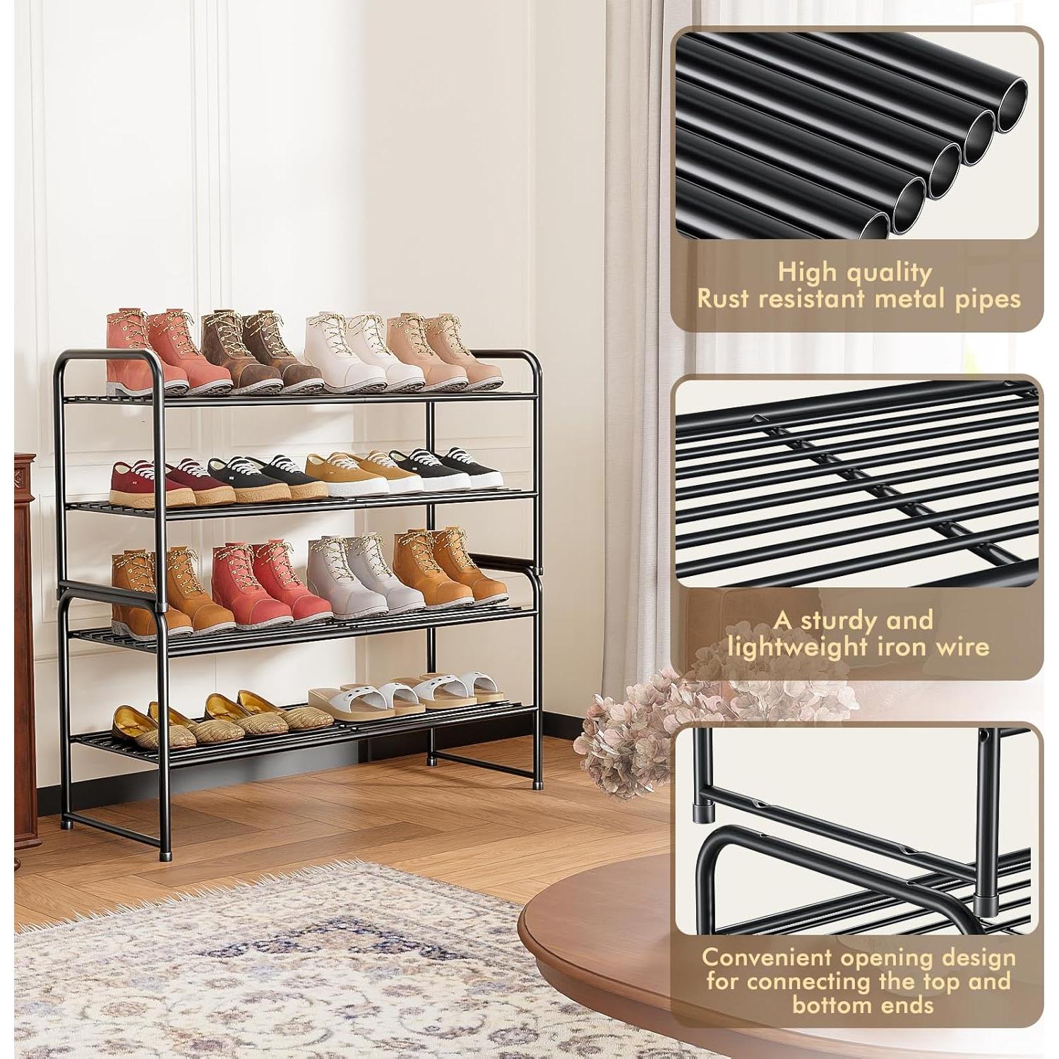 Estante para Zapatos SUFAUY 2 Niveles 84 cm Metal Negro