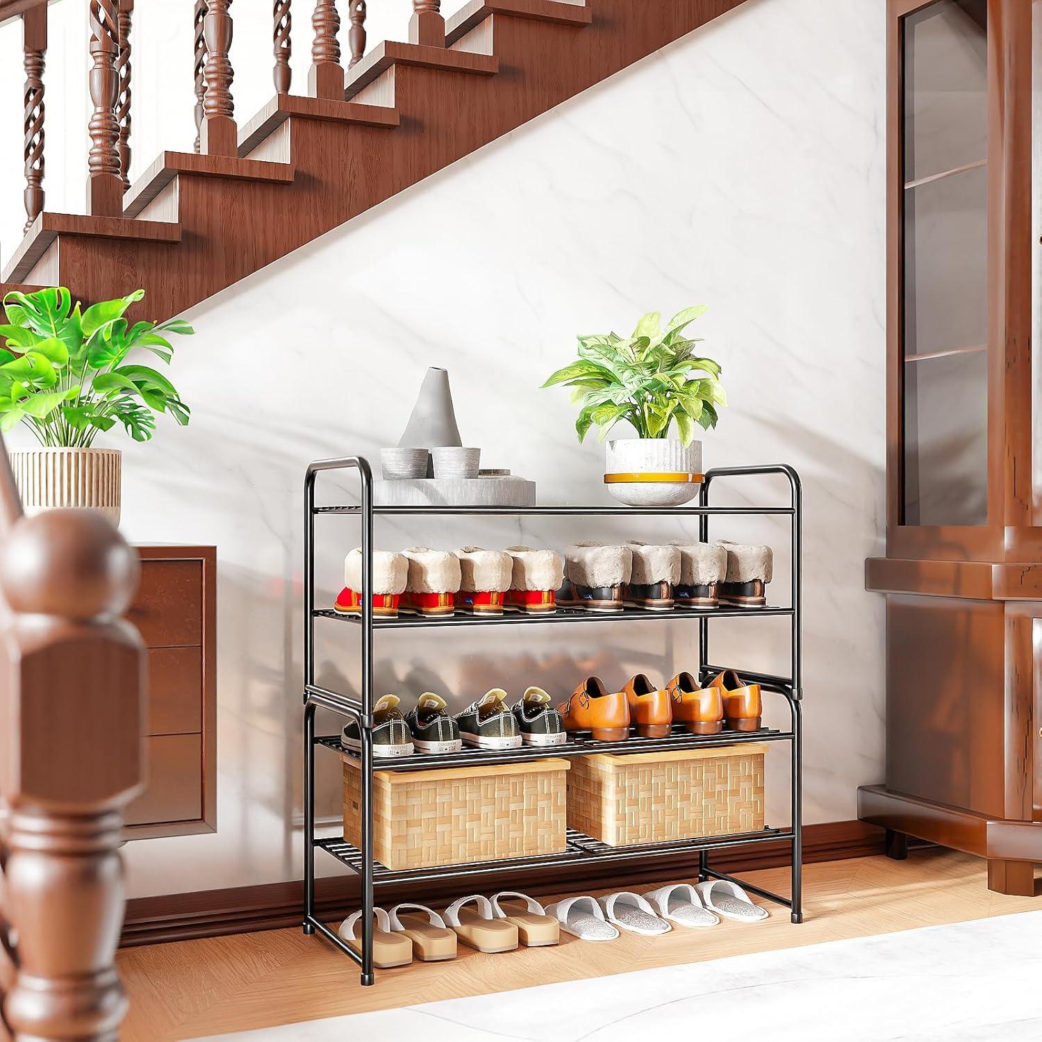 Estante para Zapatos SUFAUY 2 Niveles 84 cm Metal Negro