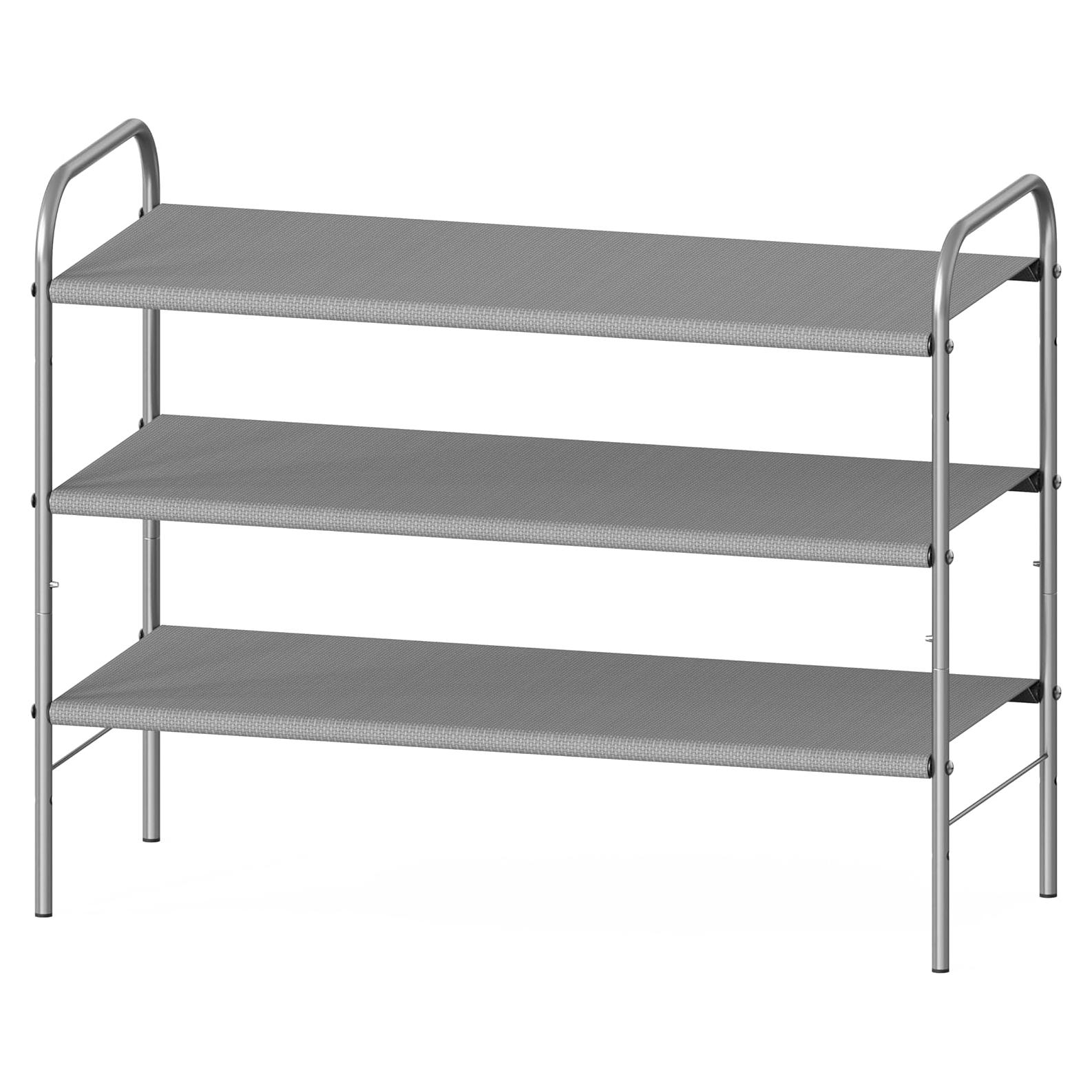 Estante Organizador de Zapatos 3 Niveles Simple Houseware Gris - Soporta 9 a 16 Pares, Metal Resistente
