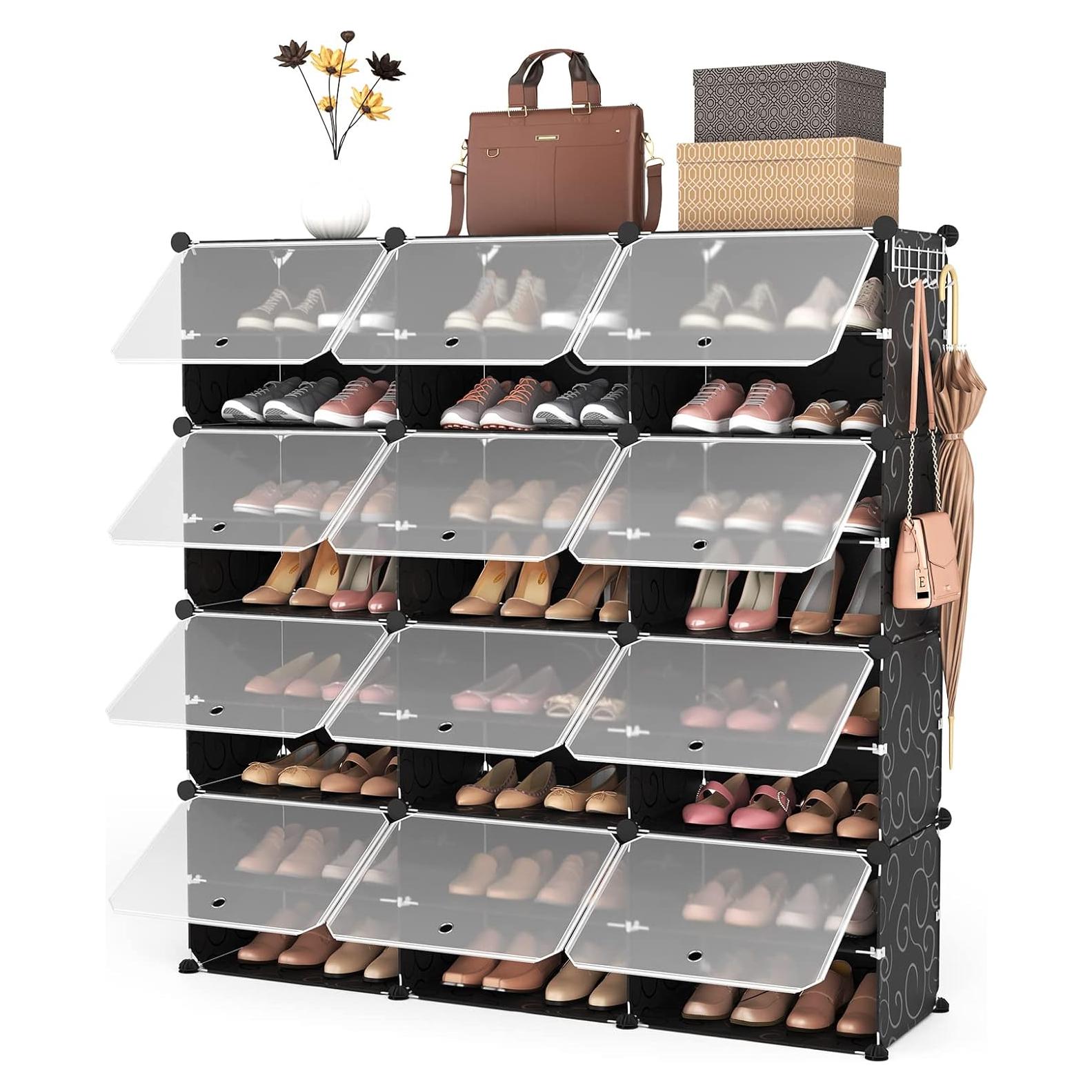 Armario de Zapatos Portátil ROJASOP 8 Niveles 48 Pares Negro