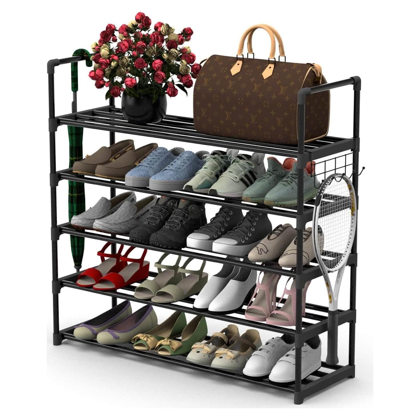 Estante para zapatos 5 niveles Hsscblet ajustable negro