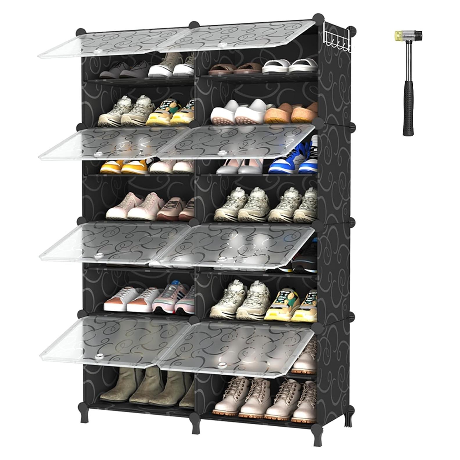 Estante para zapatos AWTATOS 8 niveles negro, 32 pares