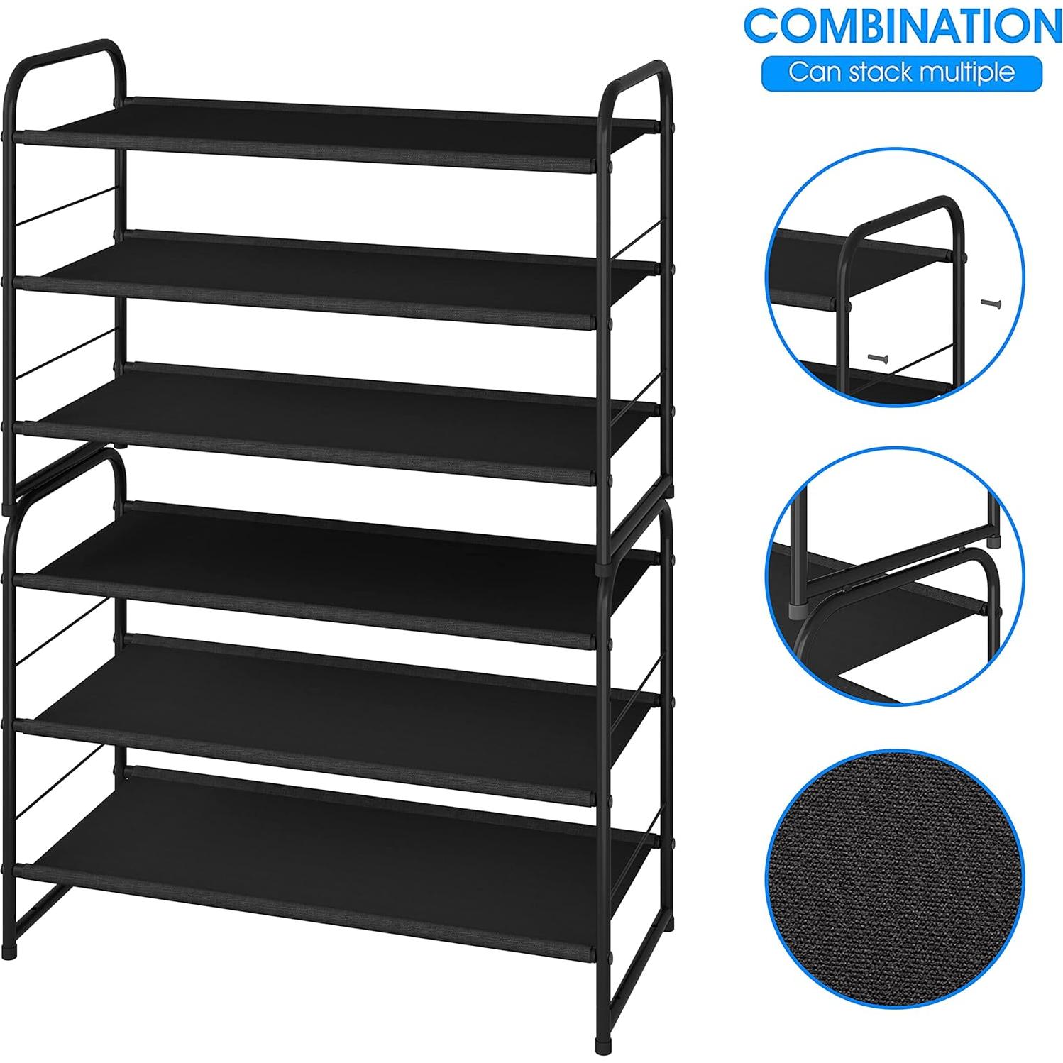 Estante para zapatos apilable Simple Trending 3 niveles negro