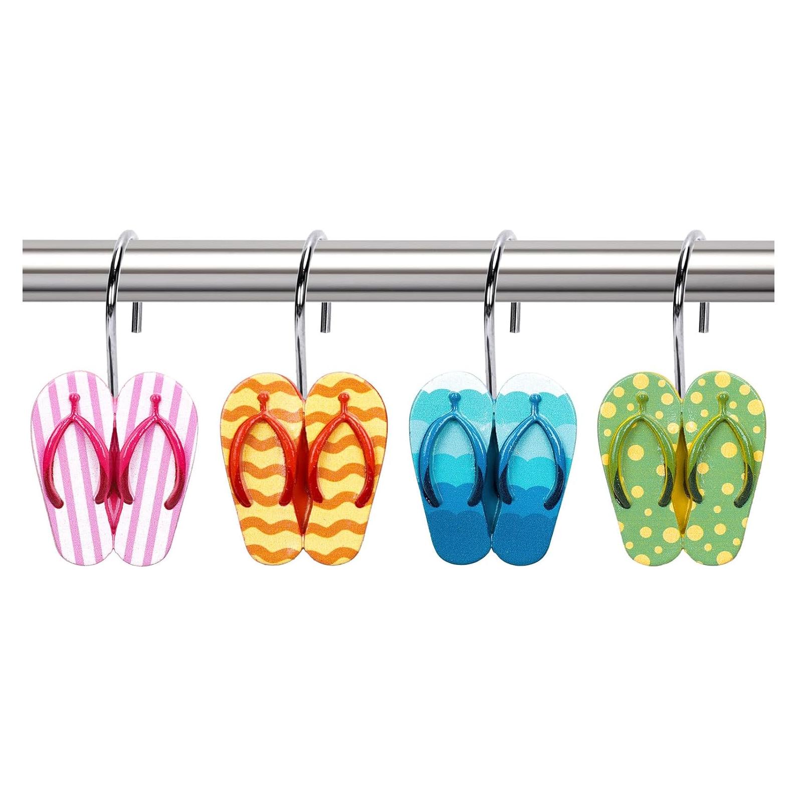 Ganchos de Cortina de Ducha Whaline 12 Pcs Chanclas Verano