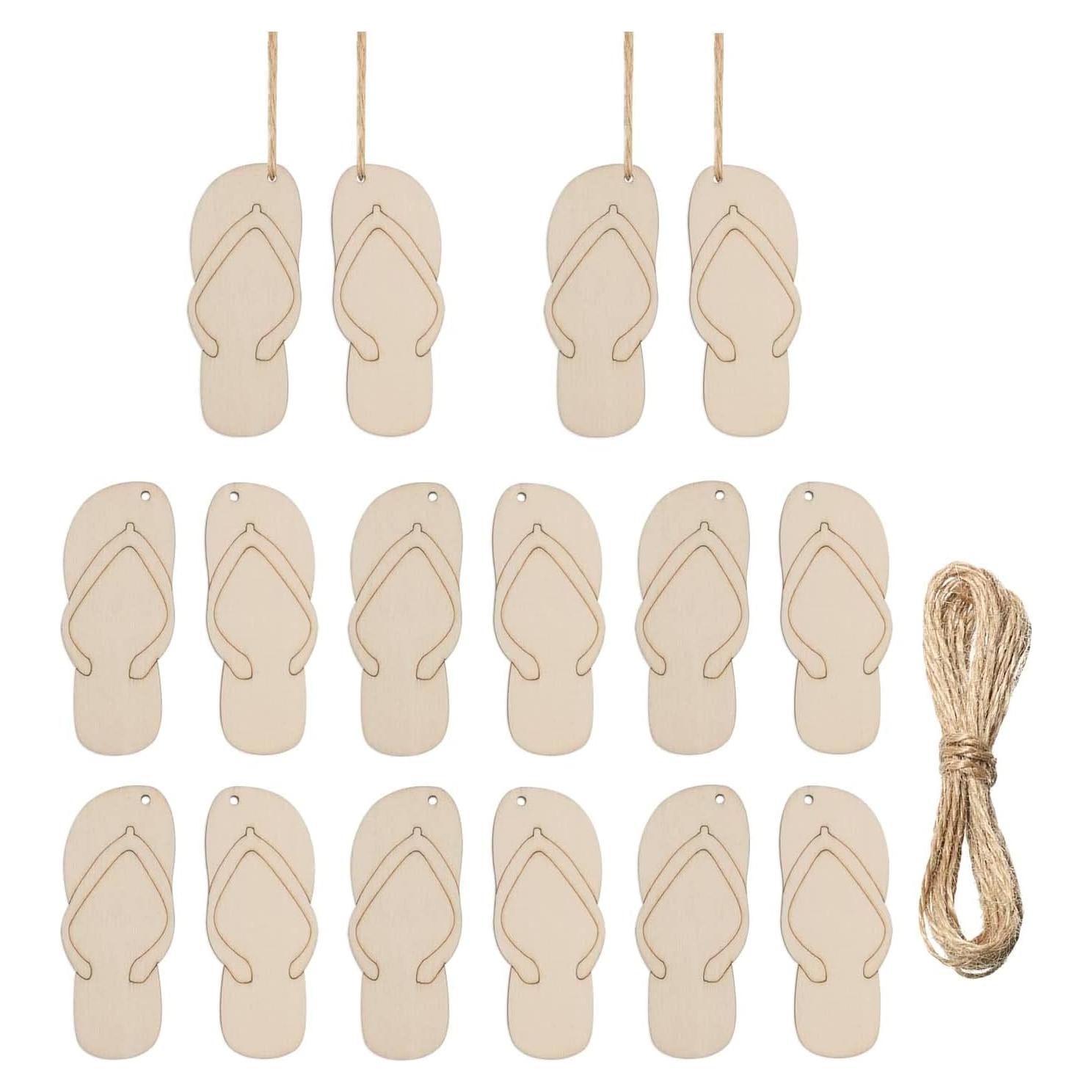 20 Recortes de Madera en Forma de Chanclas JANOU 10x4.3 cm