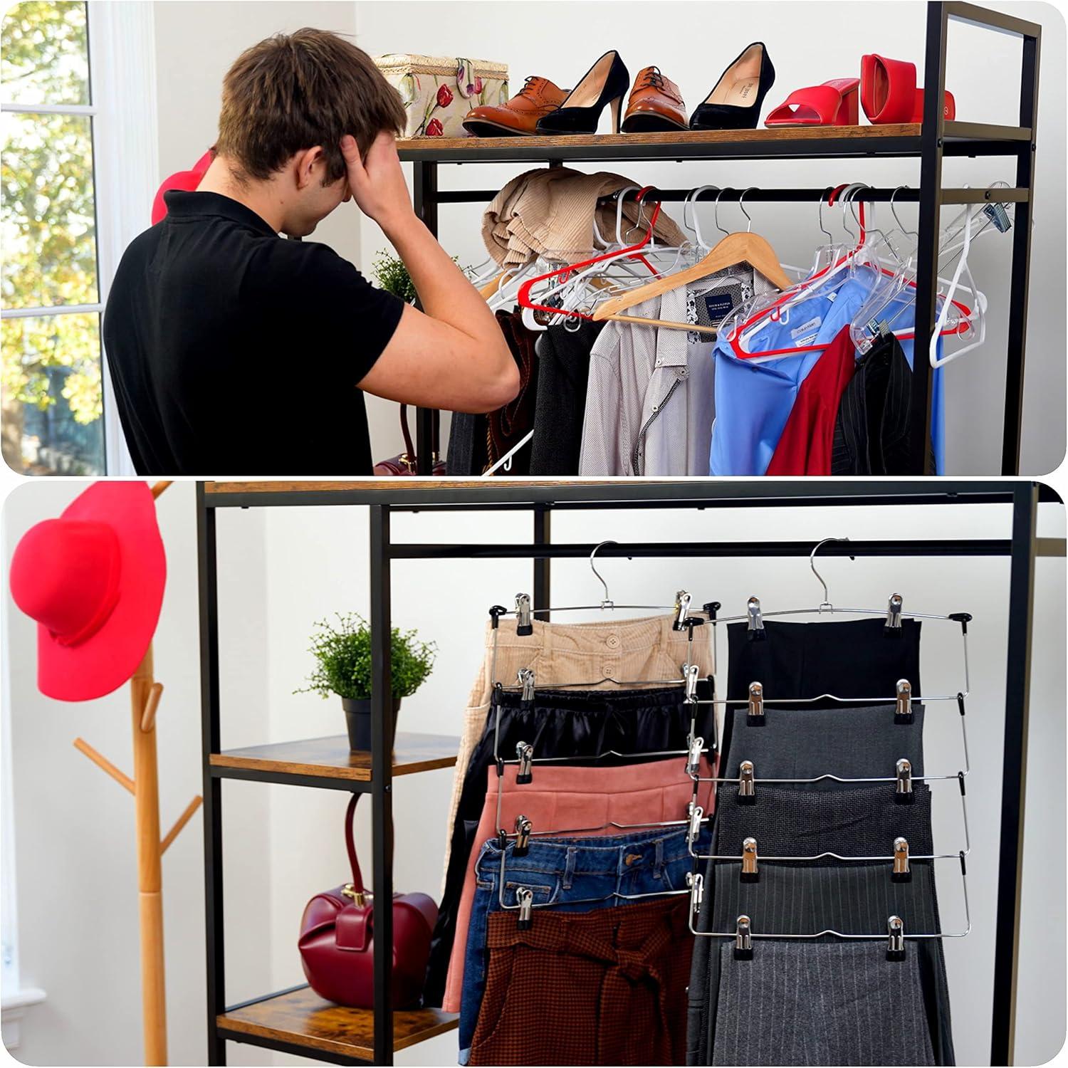 Perchas Múltiples DEILSY con Clips - 3 Piezas, Ahorra Espacio