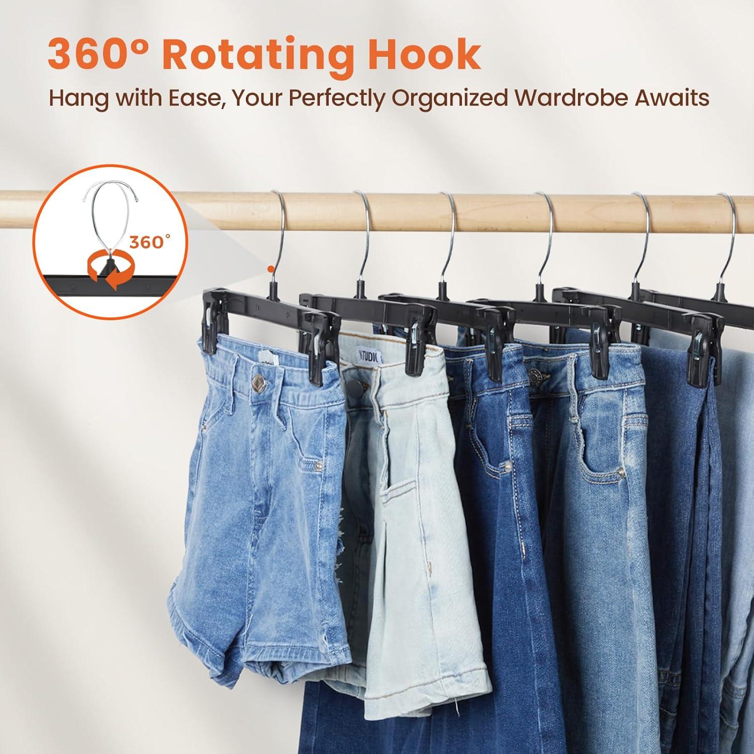 Perchas HOUSE DAY Negras con Clips Antideslizantes - Paquete 25