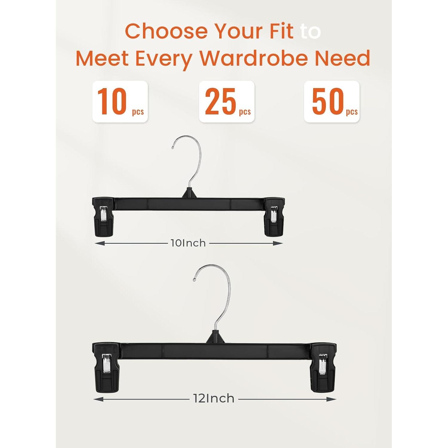 Perchas HOUSE DAY Negras con Clips Antideslizantes - Paquete 25