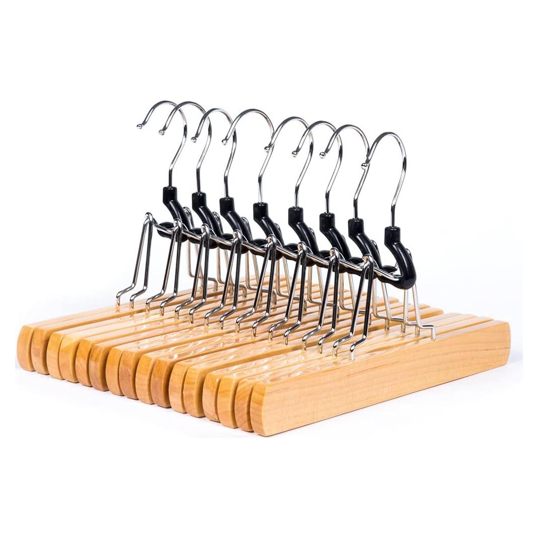 Perchas de Madera Natural Amber Home Pack 10 Antideslizantes