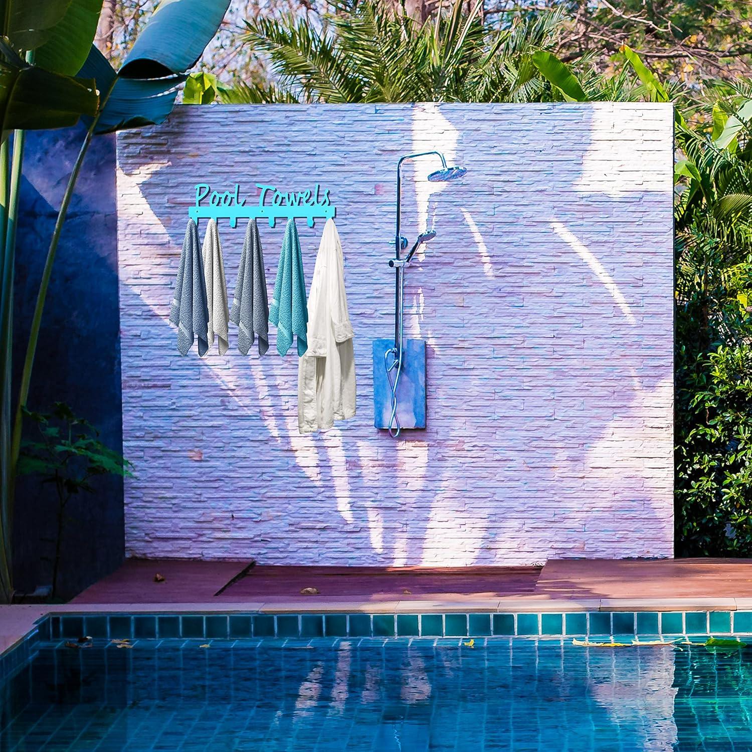 Soporte de Toallas Montaje en Pared Topspeeder 8 Ganchos Azul