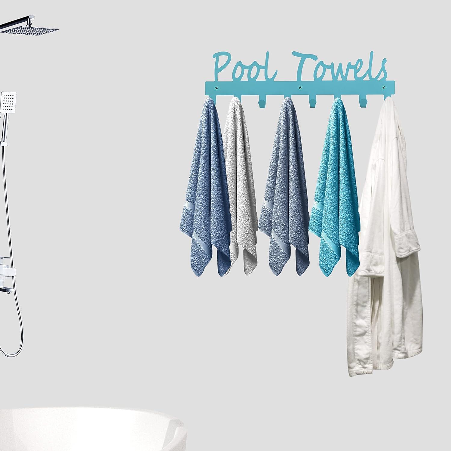 Soporte de Toallas Montaje en Pared Topspeeder 8 Ganchos Azul