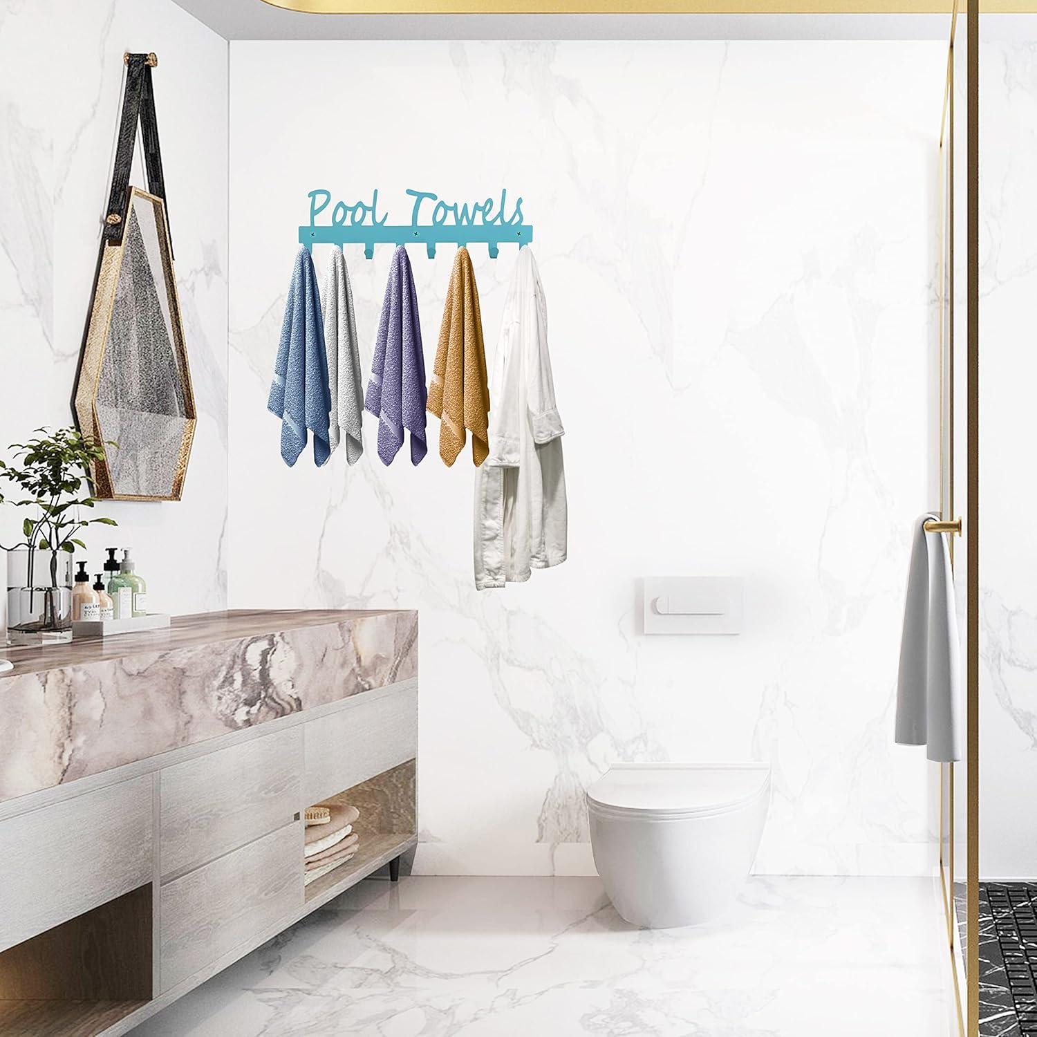 Soporte de Toallas Montaje en Pared Topspeeder 8 Ganchos Azul