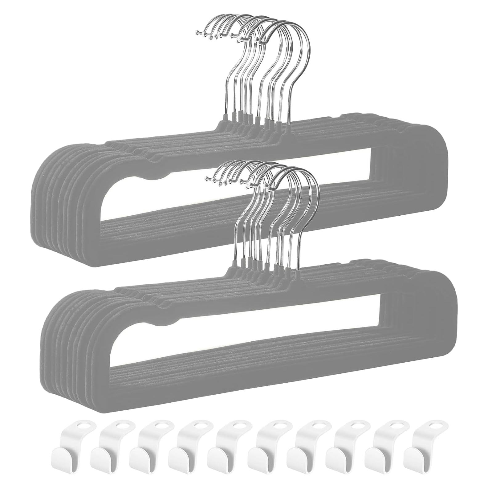 Perchas de Terciopelo HGYZE Antideslizantes 20 Unidades Gris