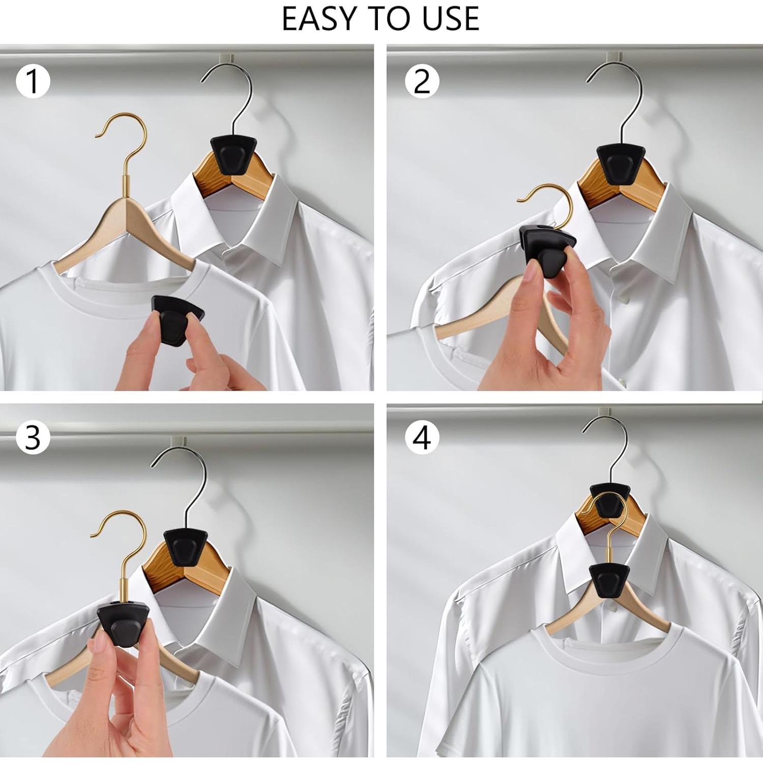 Paquete de 60 Ganchos Ahorra Espacio YOLCAR Negro