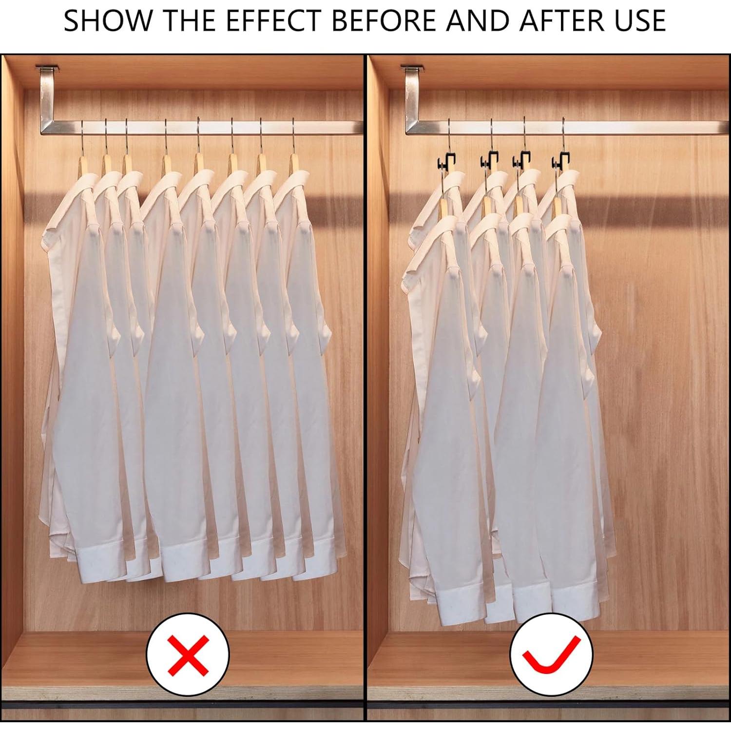 Paquete de 60 Ganchos Ahorra Espacio YOLCAR Negro