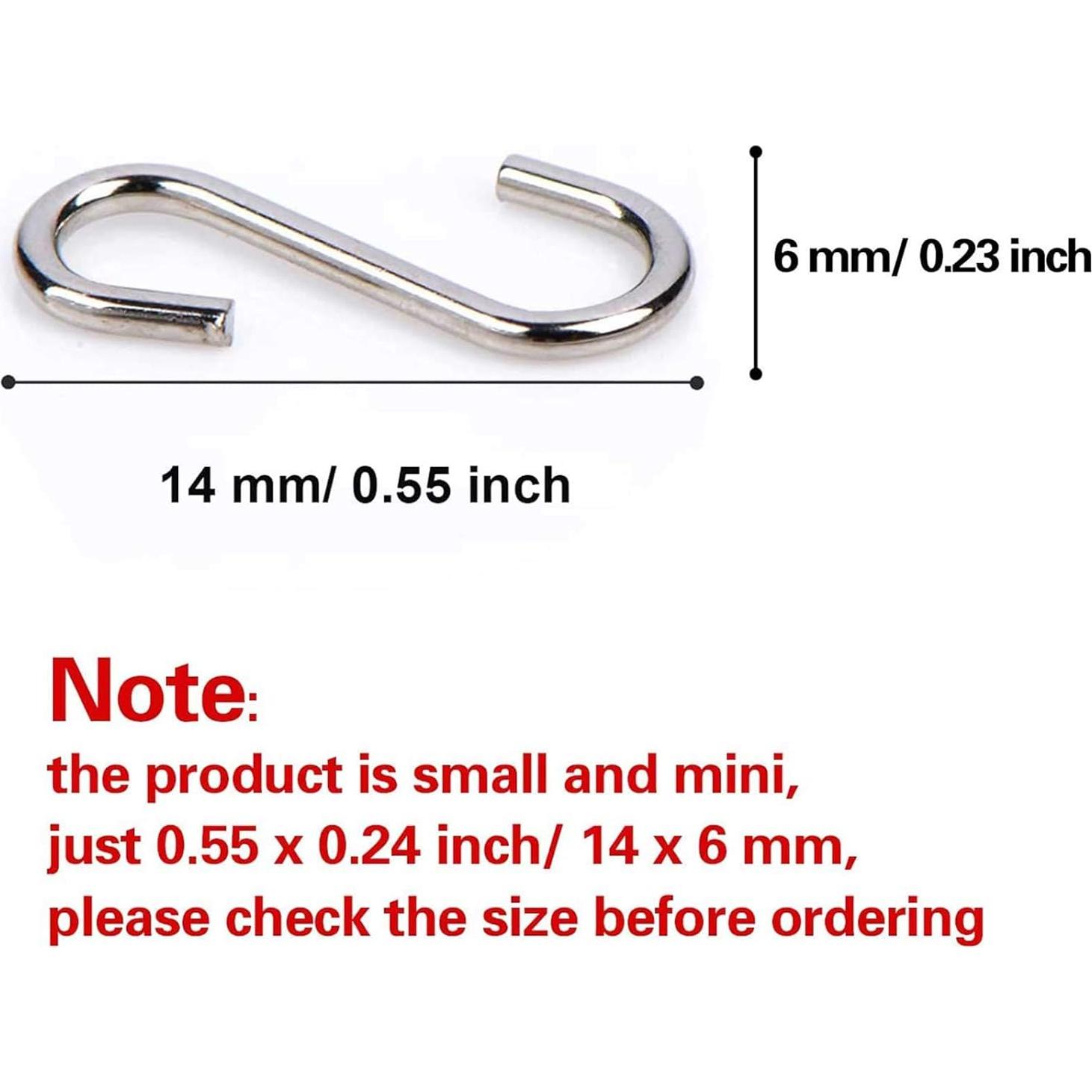 100 Ganchos en S Pequeños Shappy para Colgar Joyería Plata