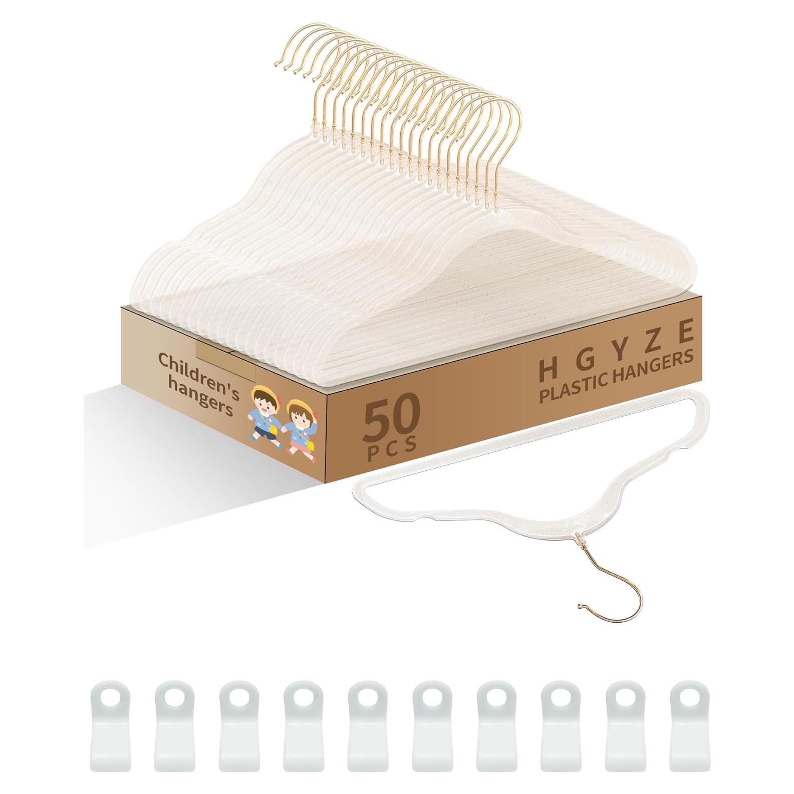 Perchas para Niños HGYZE 50pcs Transparentes con Ganchos