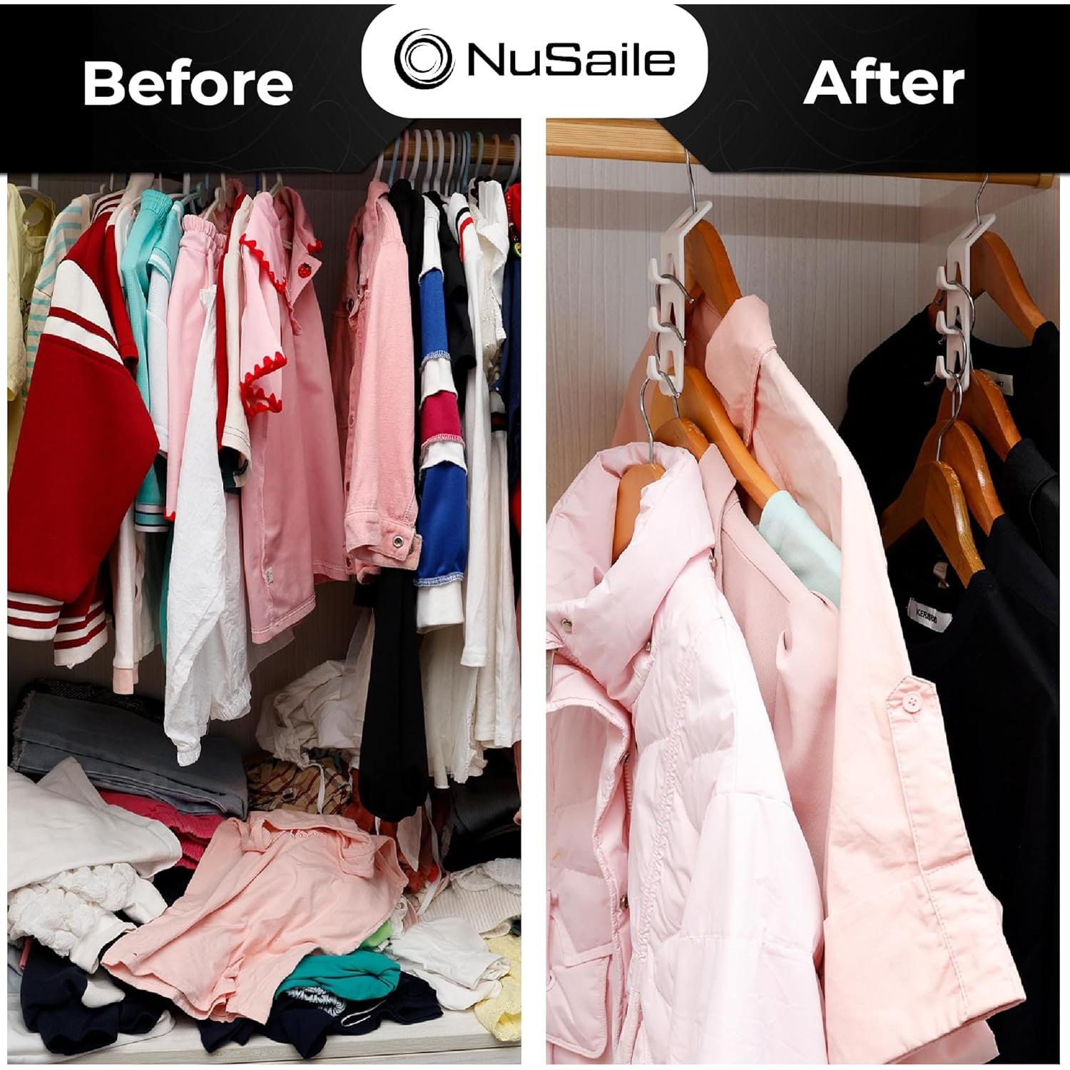 Organizador de Perchas en Cascada NuSaile - 24 Piezas Blanco