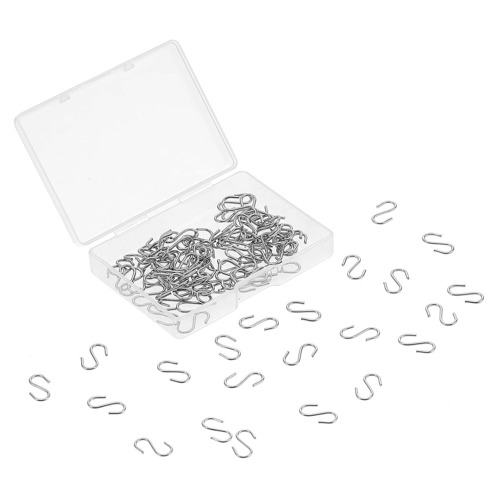 100 Ganchos en S Mini Molain de Acero Inoxidable Plata 1.4 cm