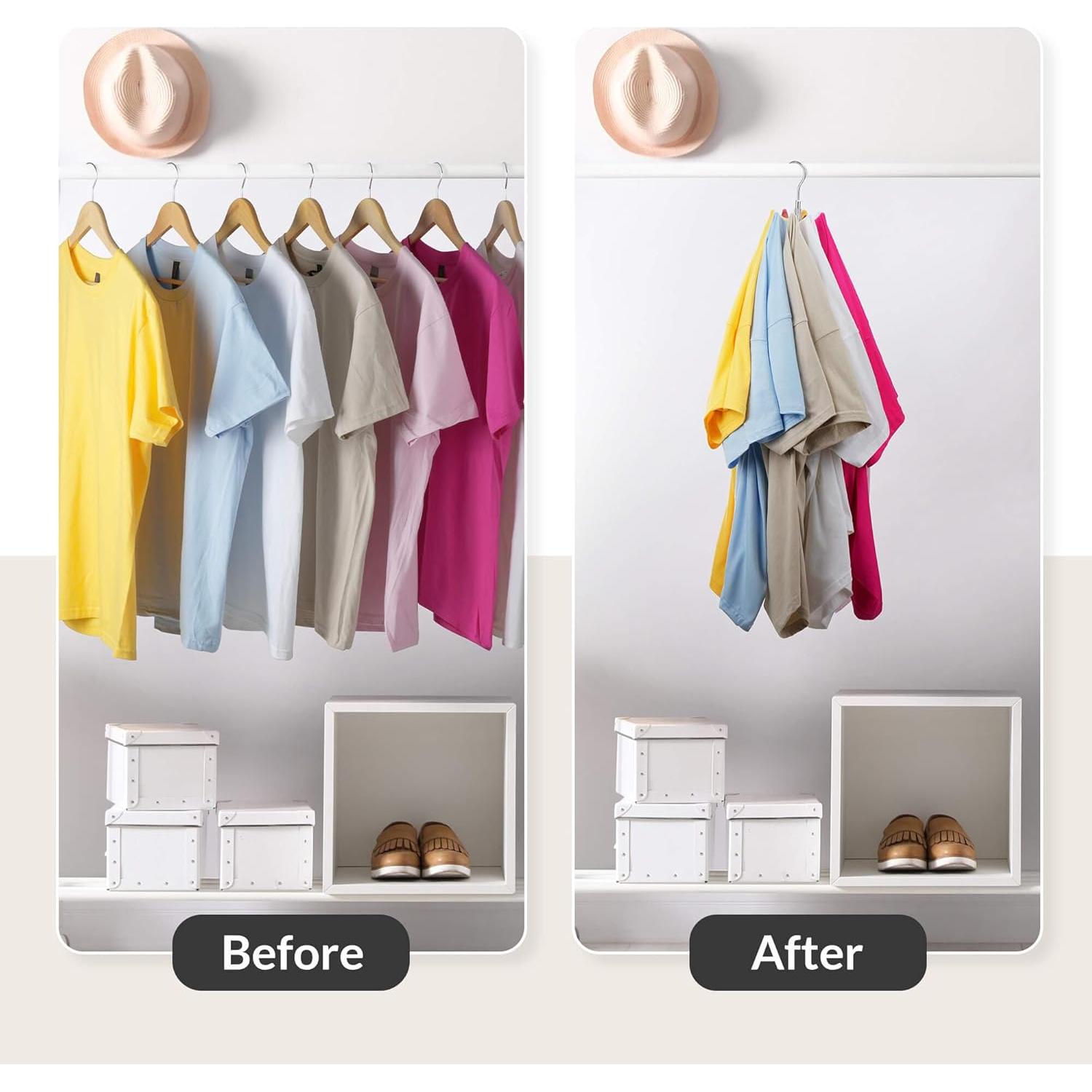 Perchas Ahorra Espacio ZEDODIER 2 Paquete Metal Plata 16 Ganchos